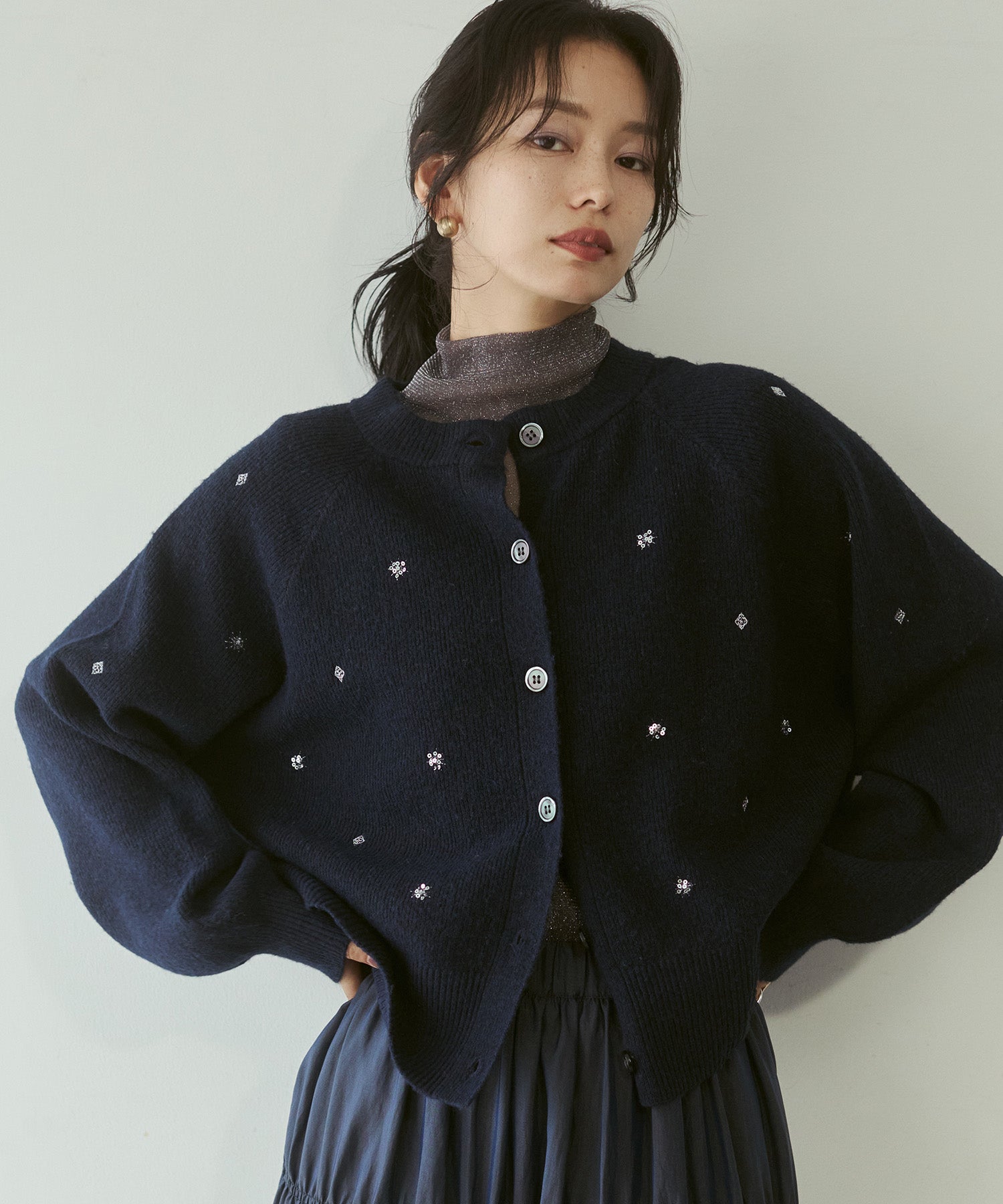 [PRE-ORDER]WOOL-BLEND EMBROIDERED KNITTED CARDIGAN