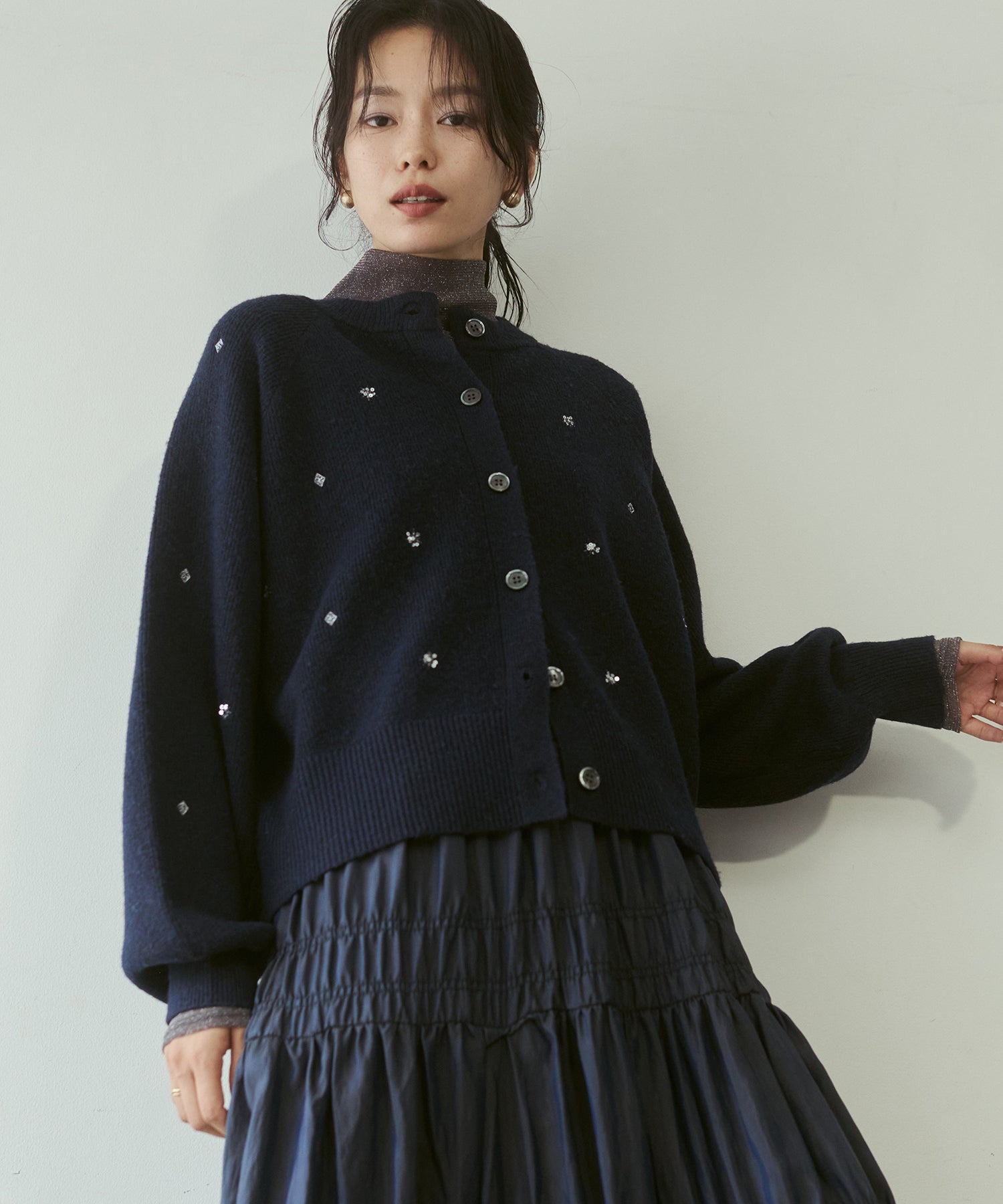 [PRE-ORDER]WOOL-BLEND EMBROIDERED KNITTED CARDIGAN