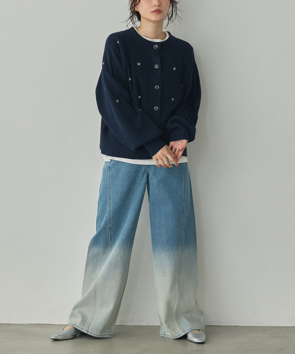 [PRE-ORDER]WOOL-BLEND EMBROIDERED KNITTED CARDIGAN
