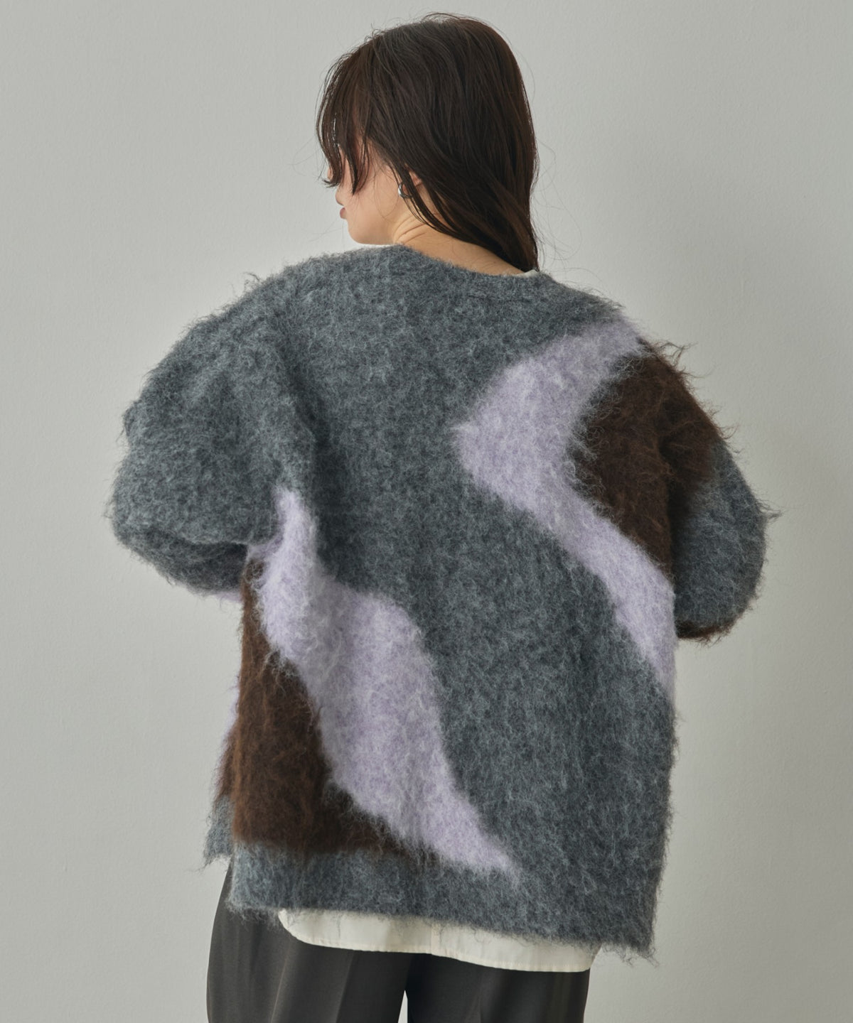 NUANCE-PATTERNED BLOCK KNIT CARDIGAN