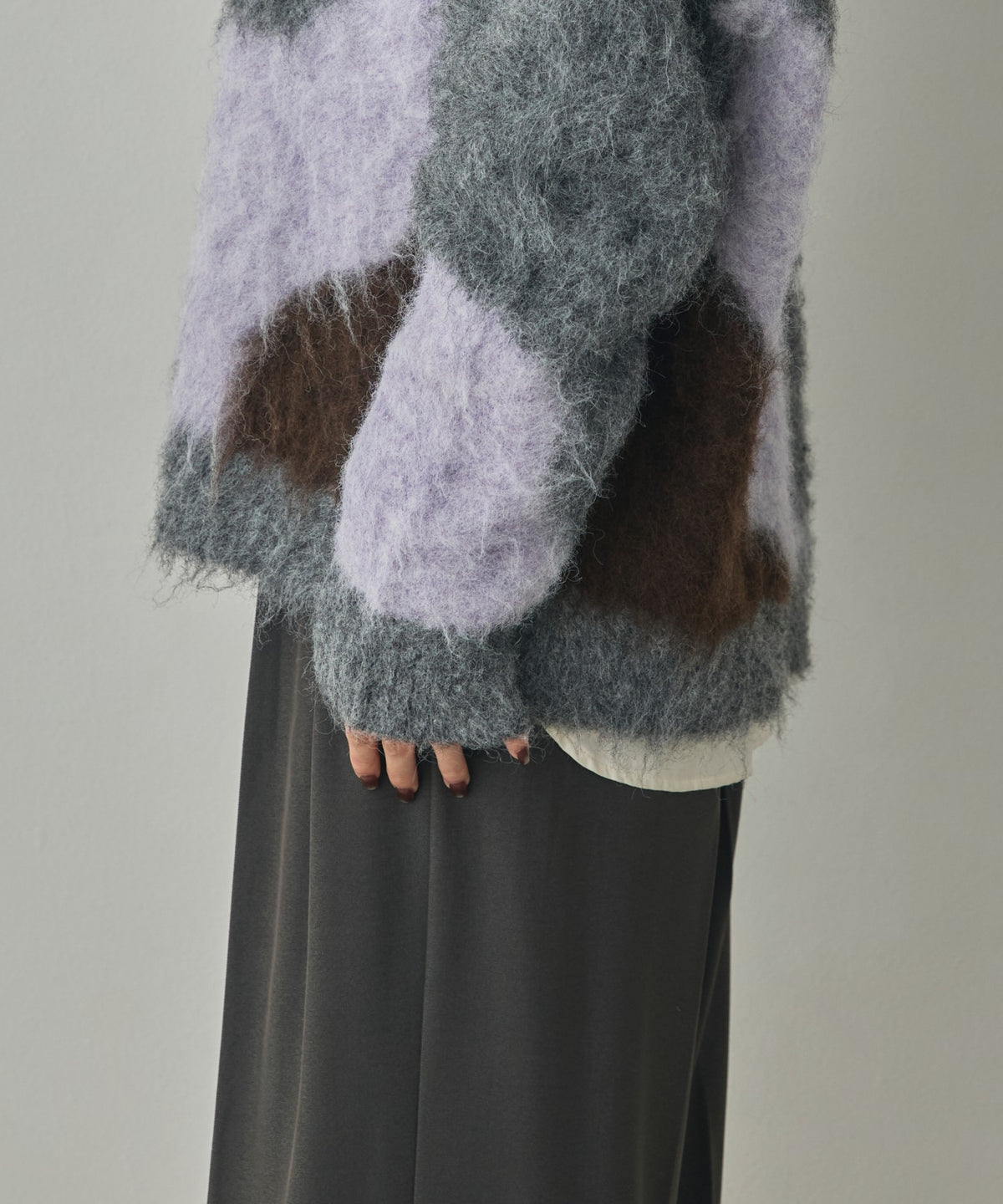 NUANCE-PATTERNED BLOCK KNIT CARDIGAN