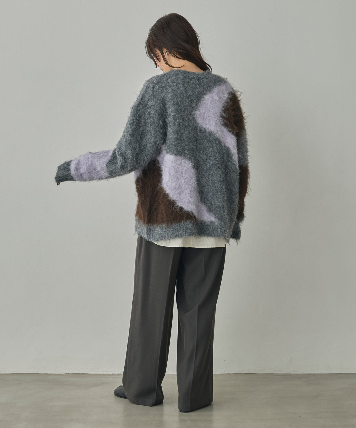 NUANCE-PATTERNED BLOCK KNIT CARDIGAN