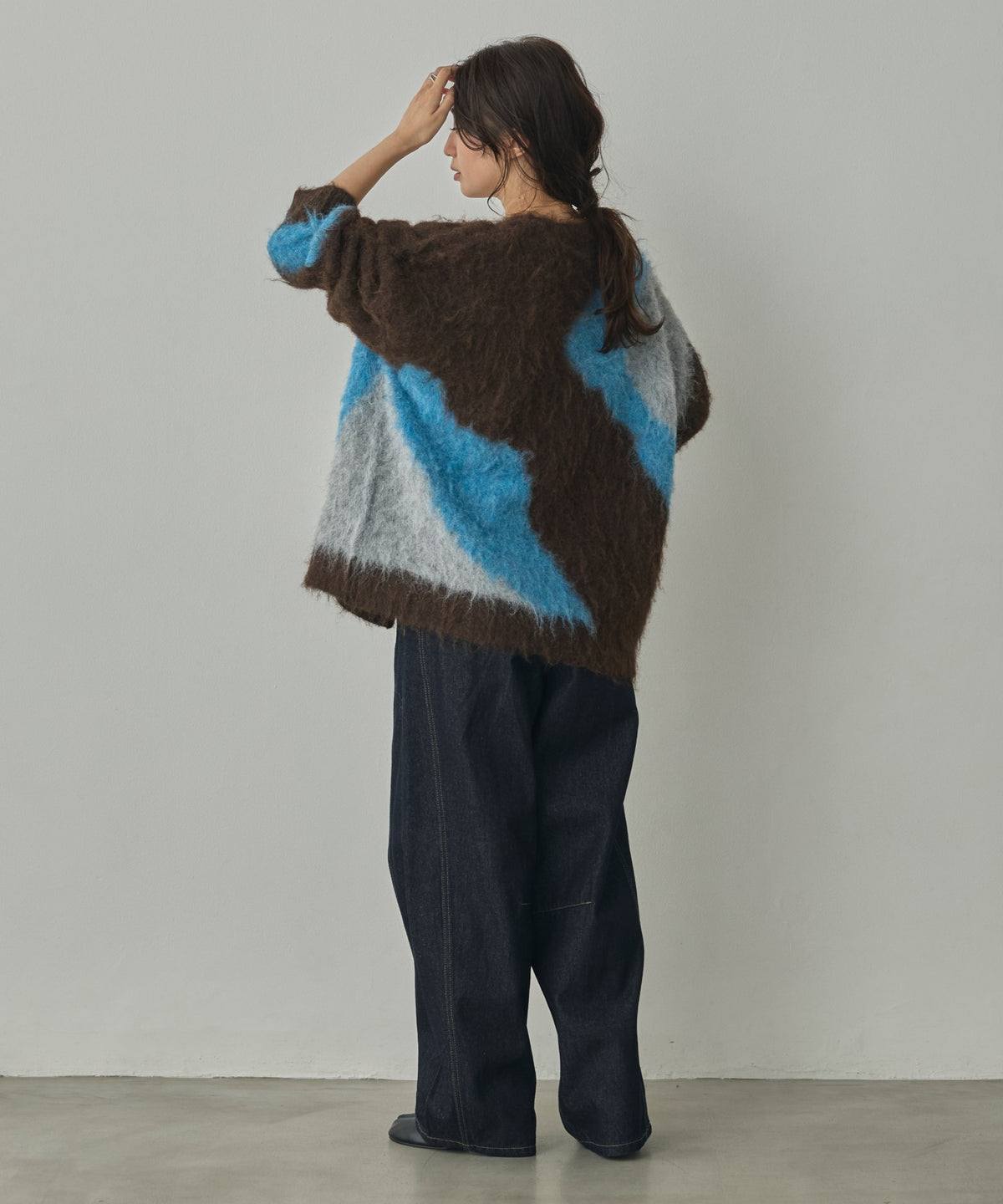 NUANCE-PATTERNED BLOCK KNIT CARDIGAN