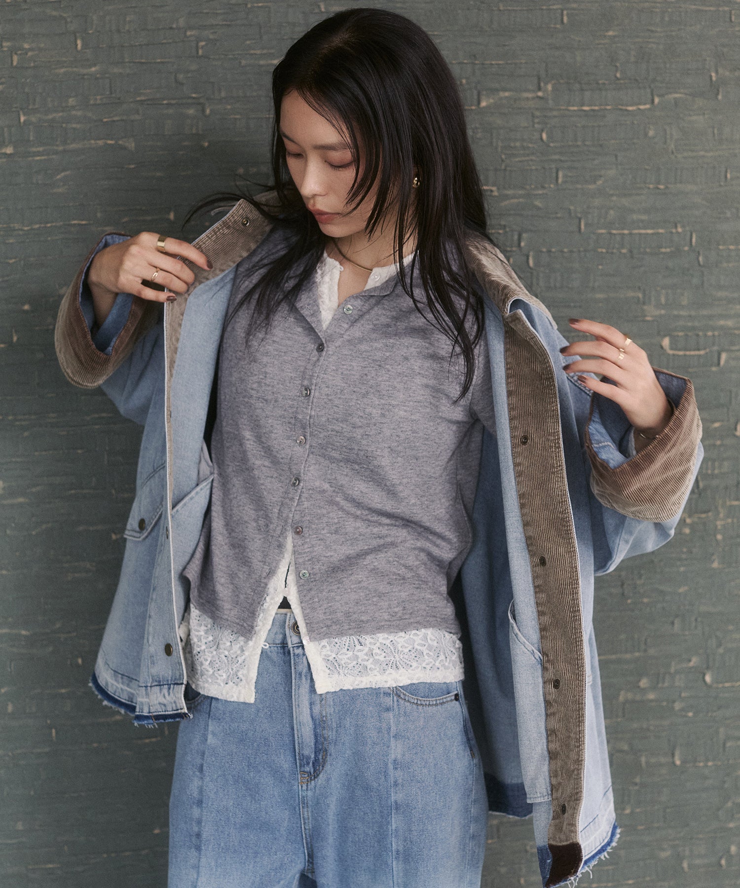LACE-LAYERED CARDIGAN