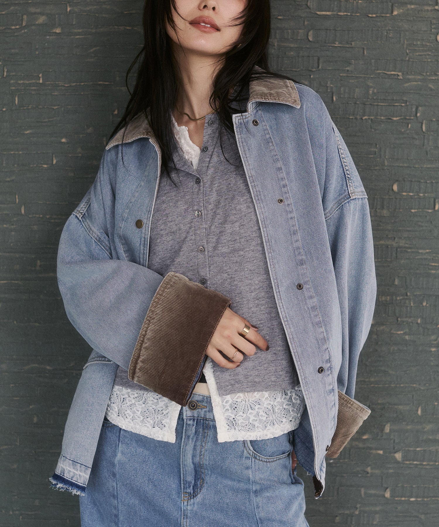 LACE-LAYERED CARDIGAN