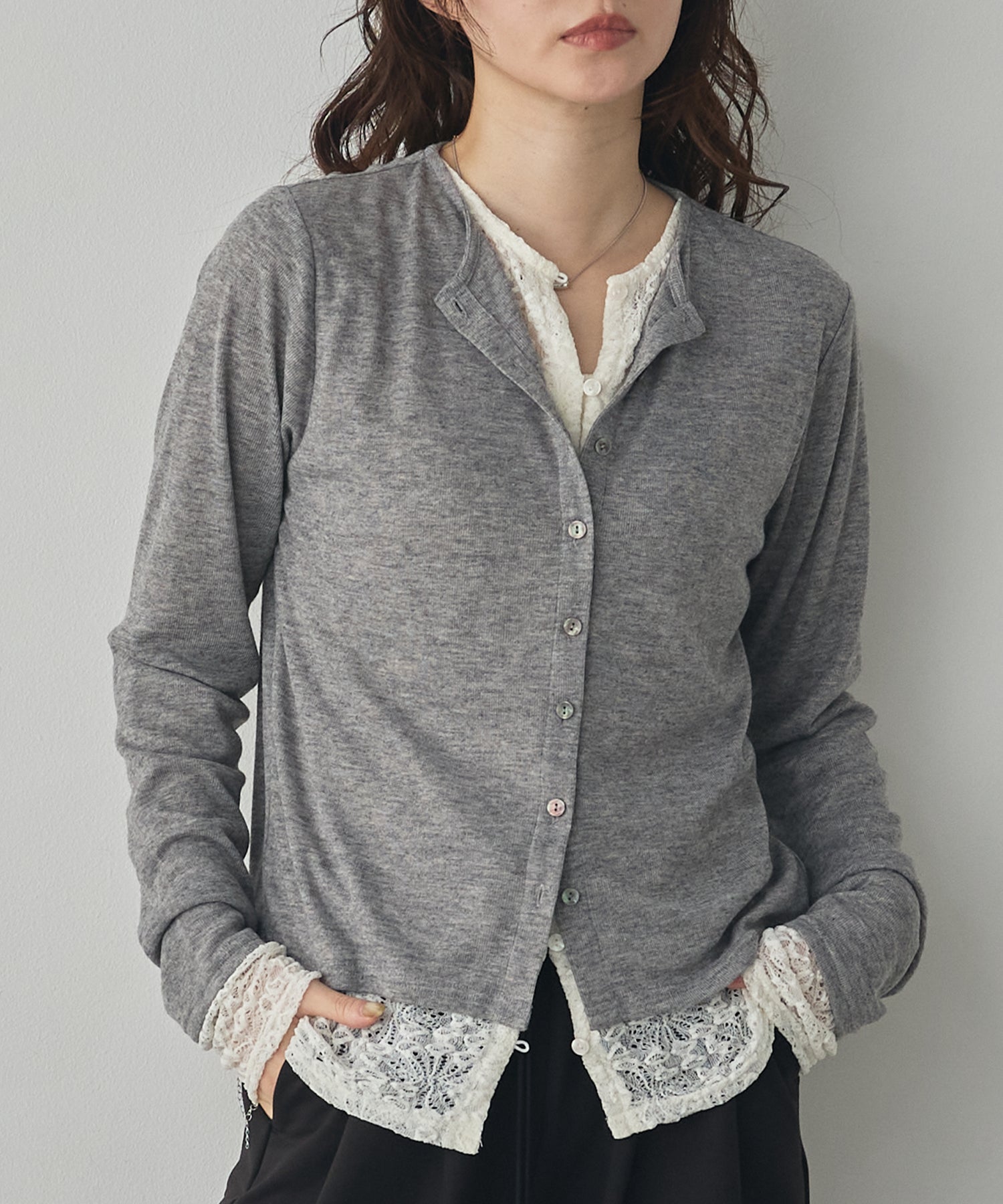 LACE-LAYERED CARDIGAN