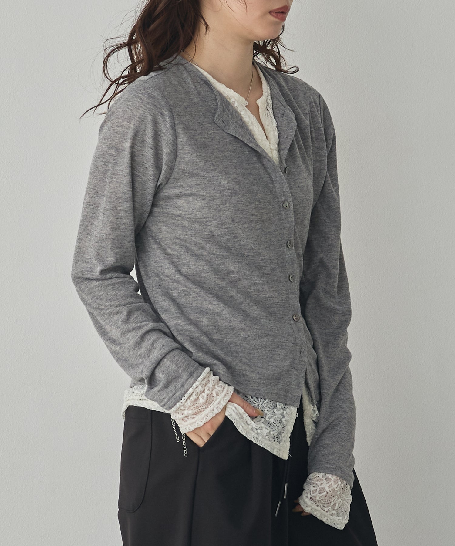 LACE-LAYERED CARDIGAN