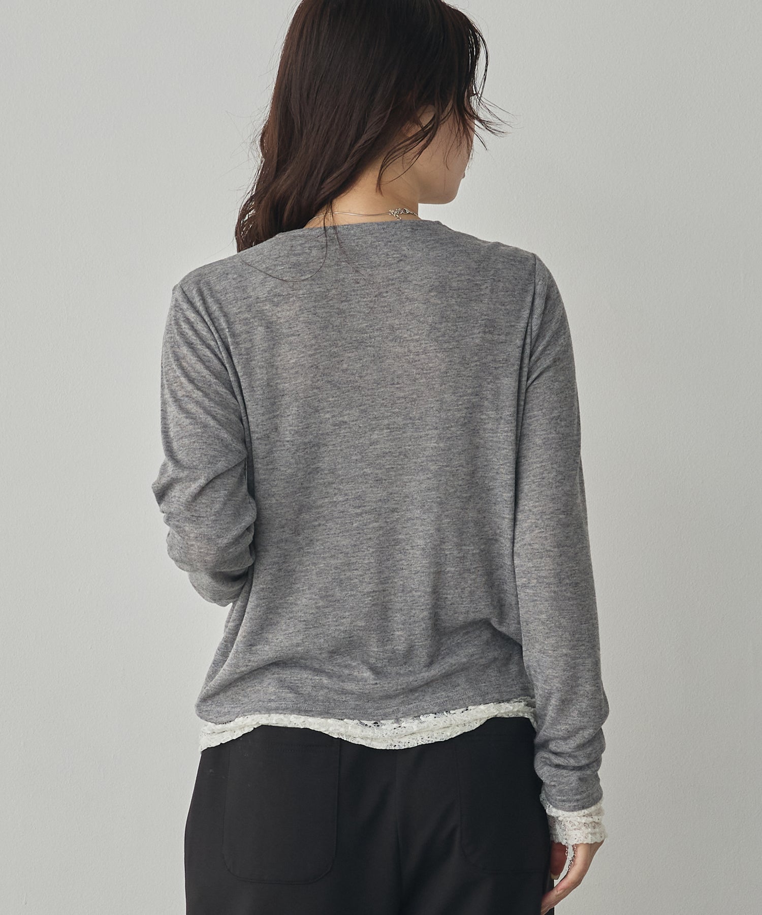 LACE-LAYERED CARDIGAN