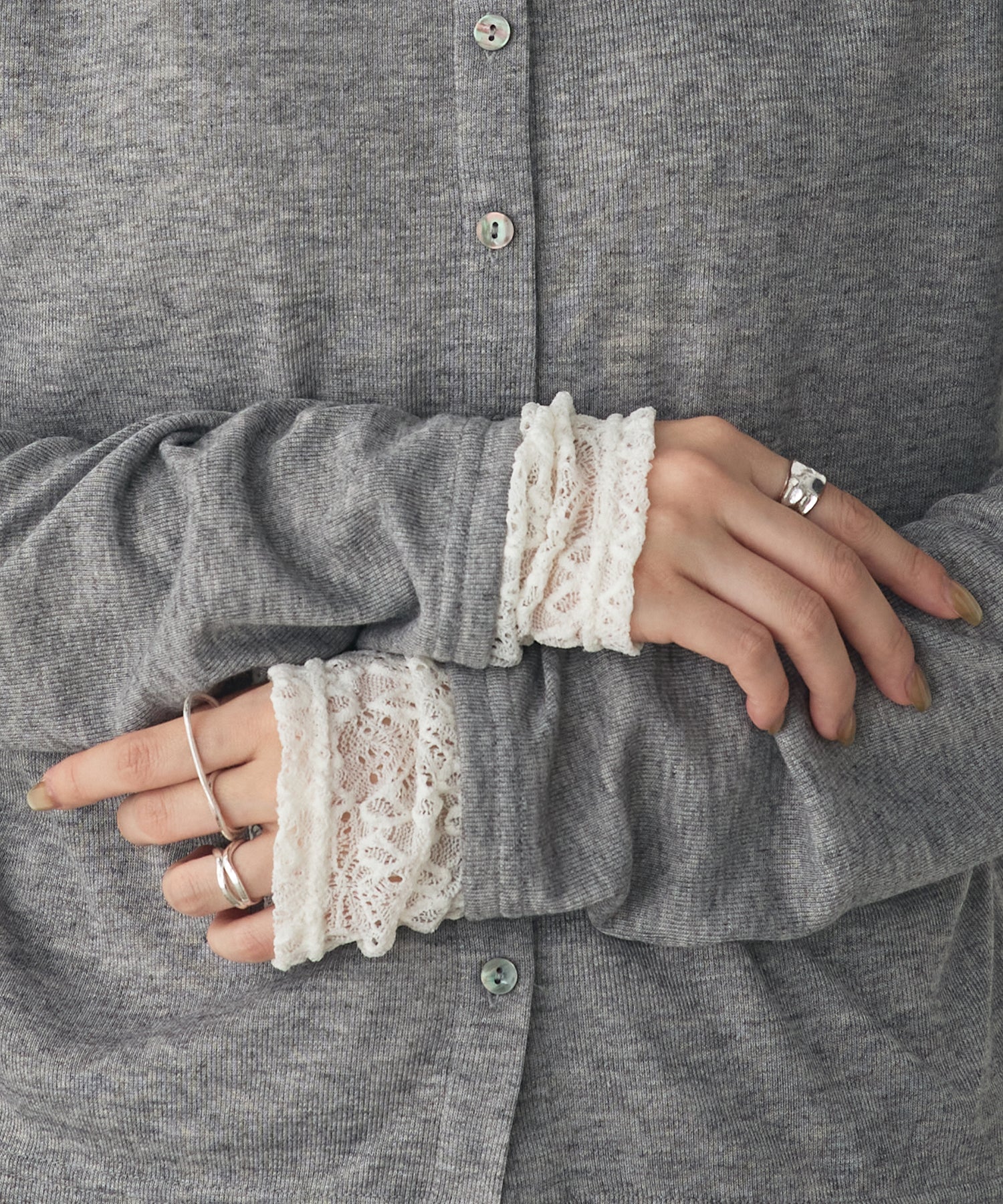 LACE-LAYERED CARDIGAN