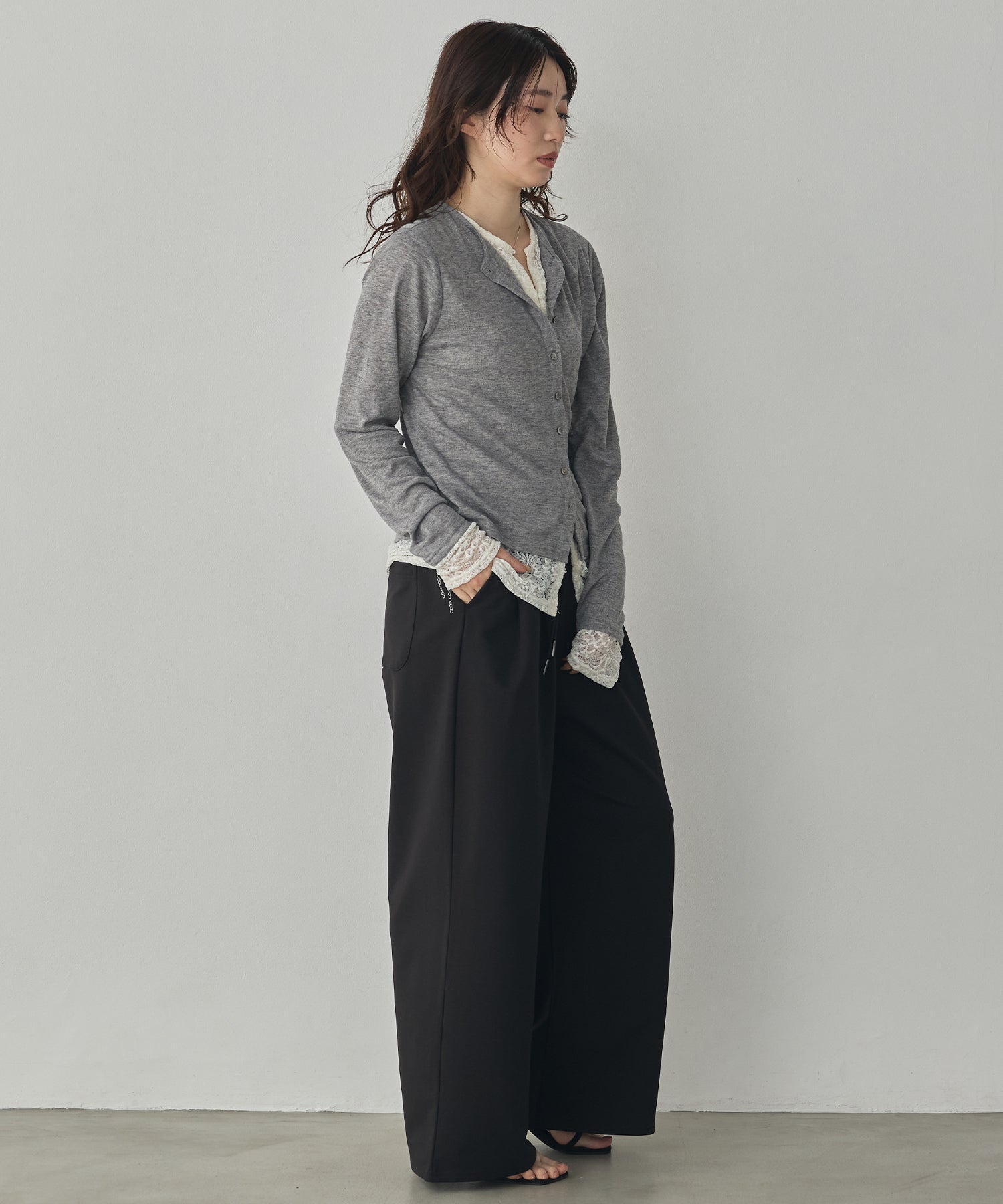 LACE-LAYERED CARDIGAN