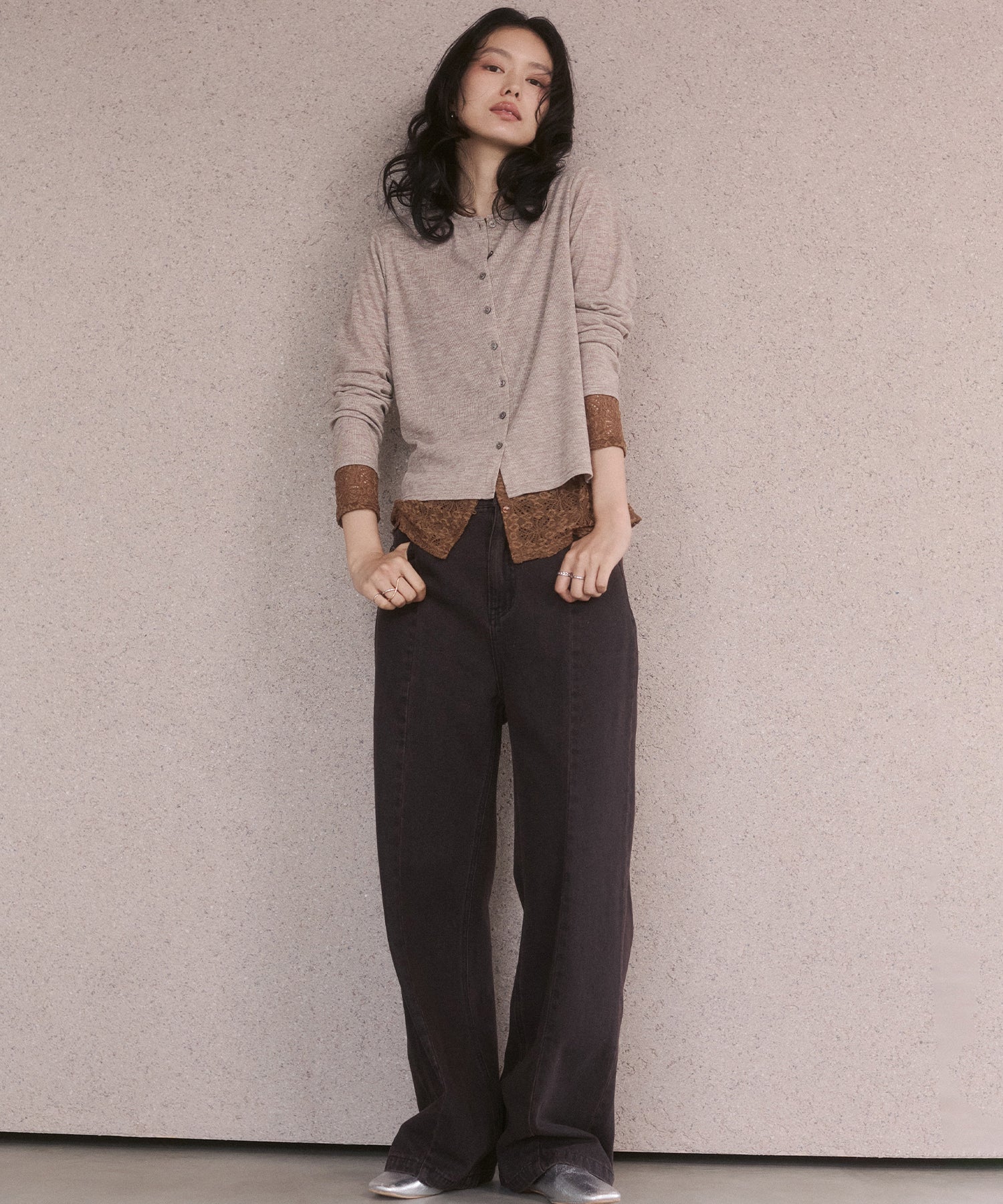 LACE-LAYERED CARDIGAN