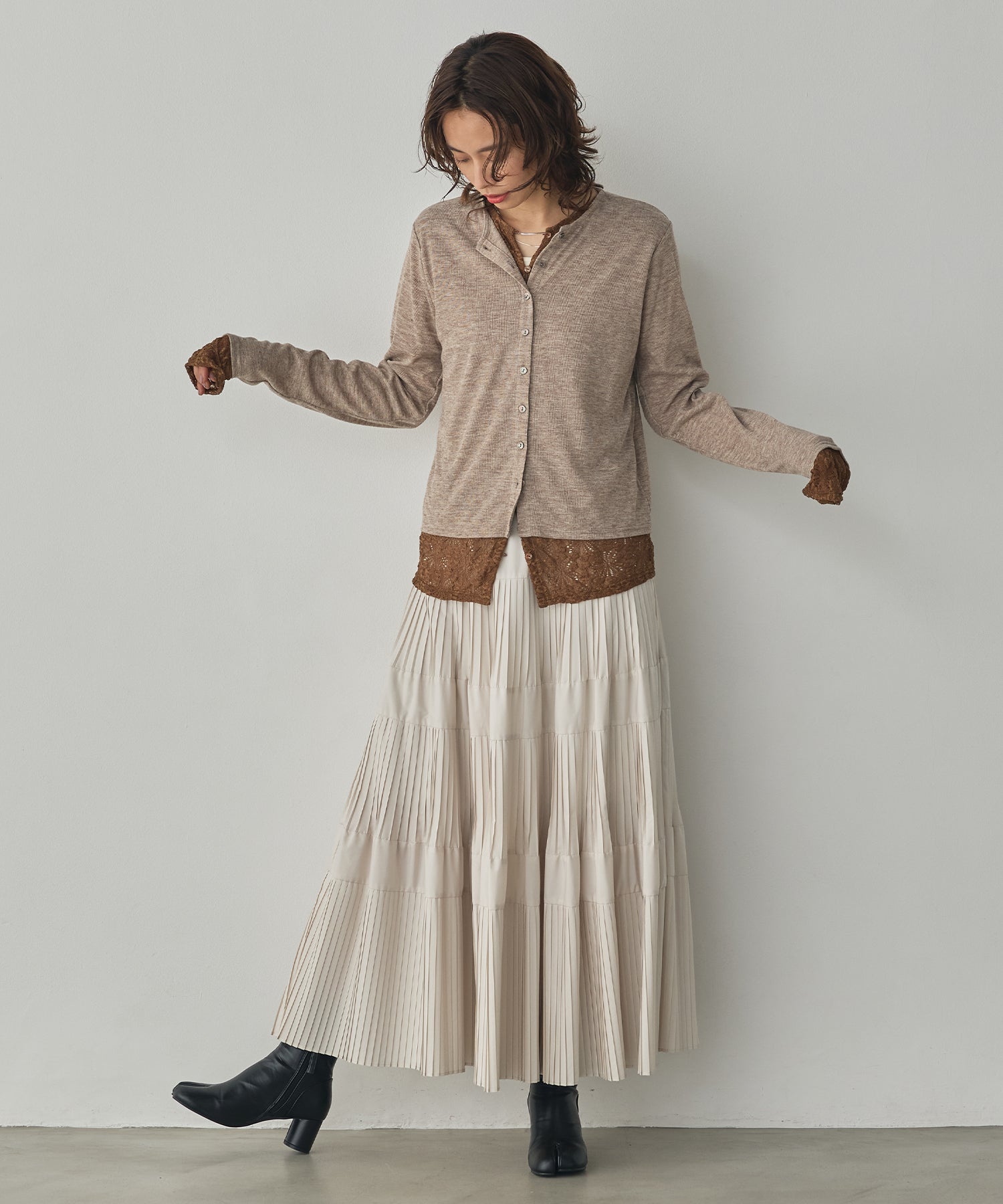 LACE-LAYERED CARDIGAN