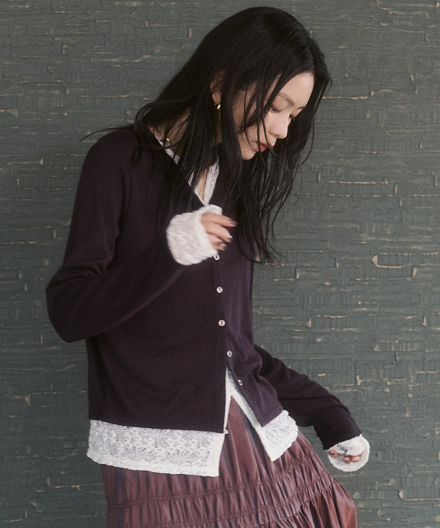 LACE-LAYERED CARDIGAN