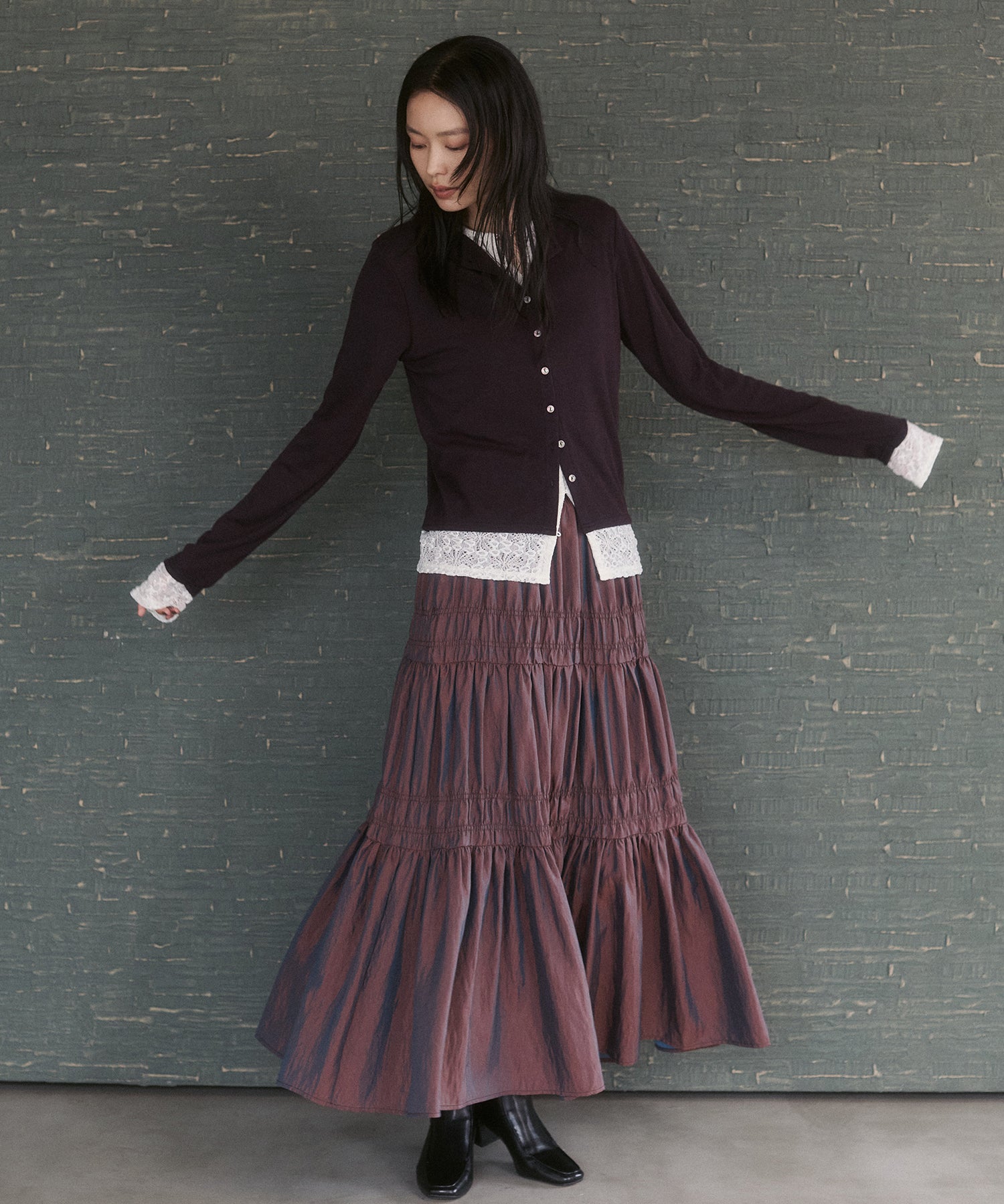 LACE-LAYERED CARDIGAN