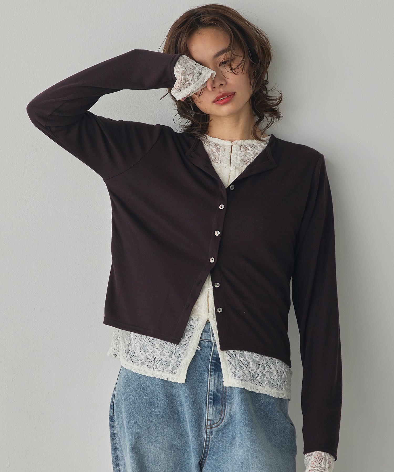 LACE-LAYERED CARDIGAN