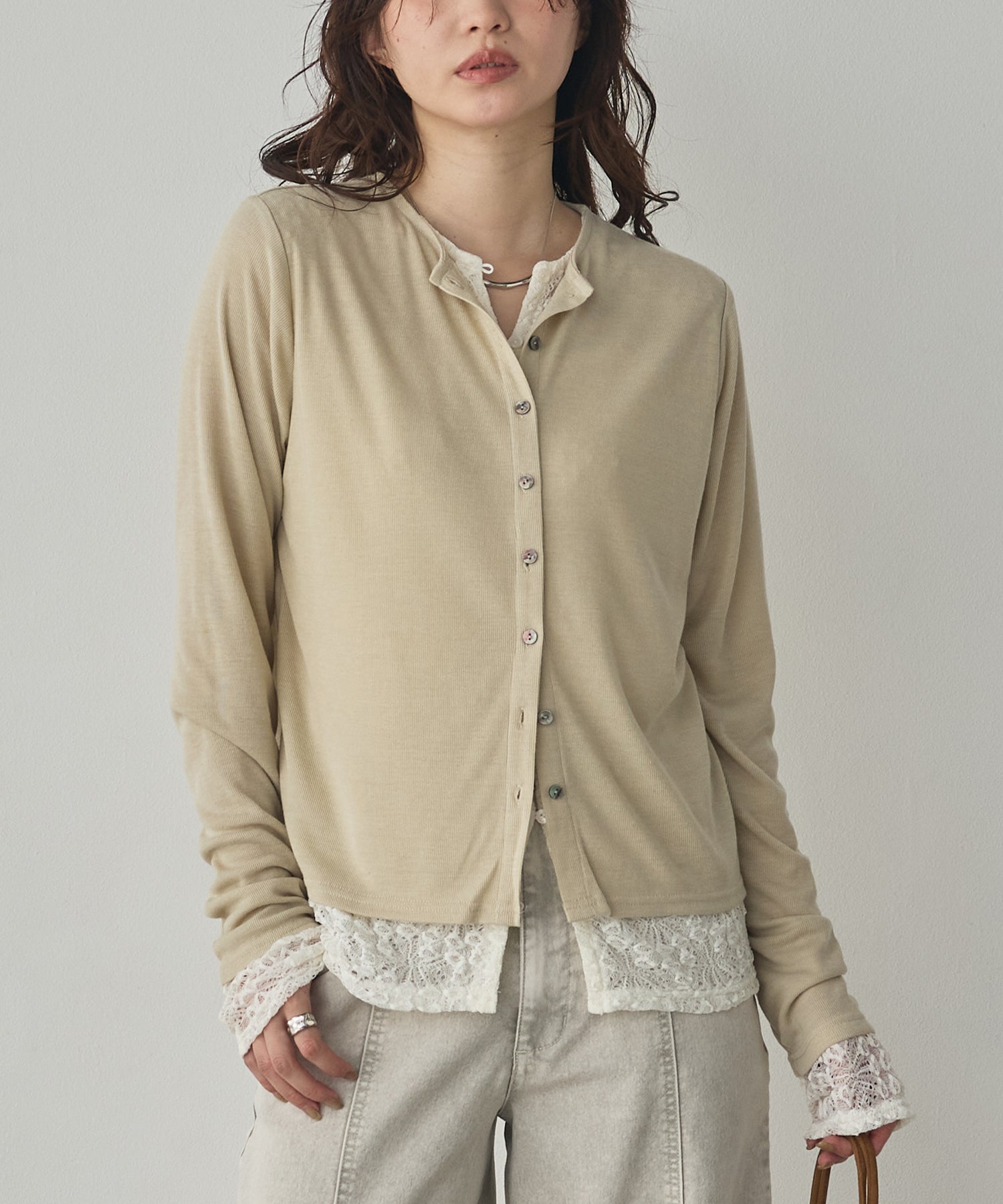 LACE-LAYERED CARDIGAN