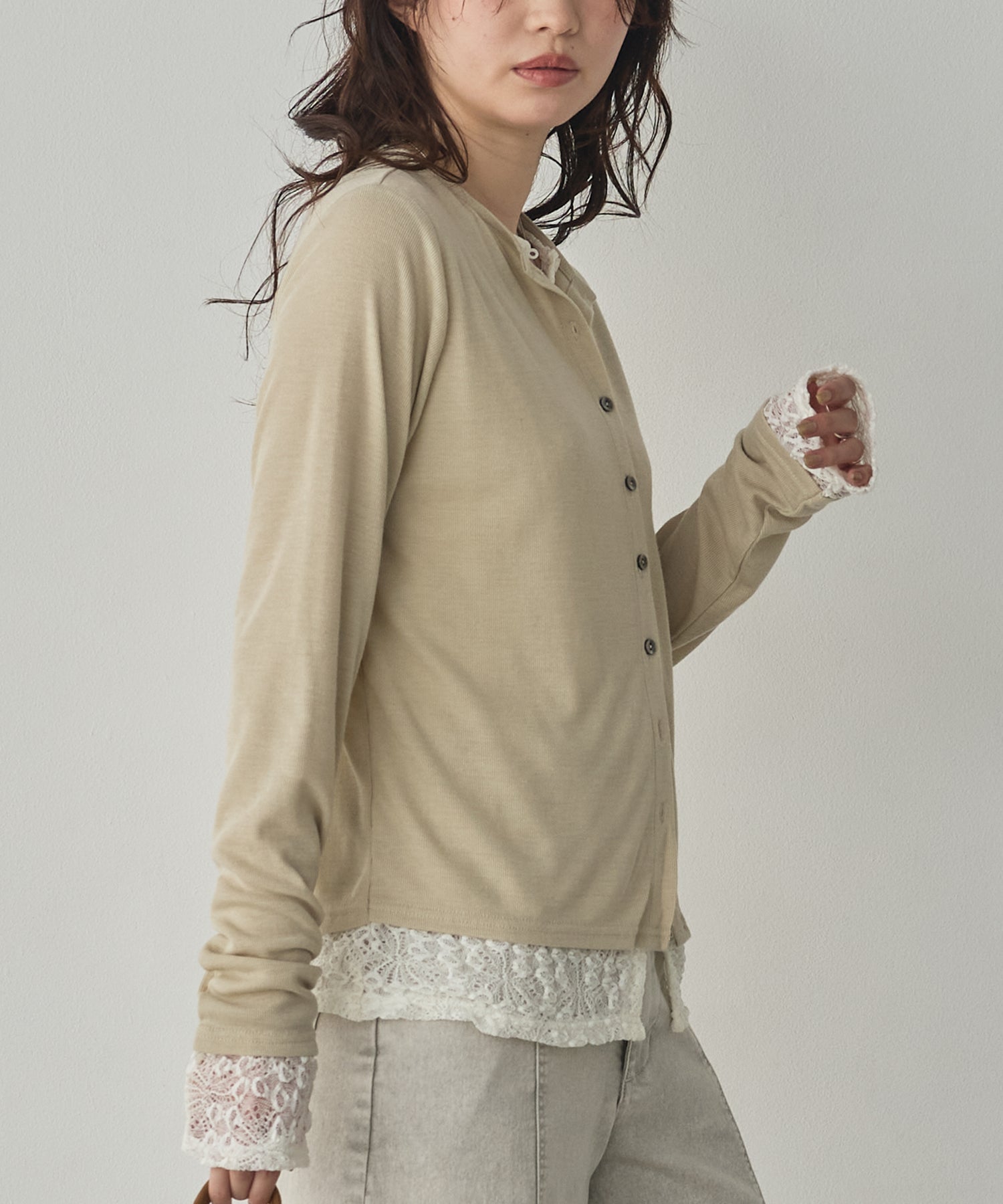 LACE-LAYERED CARDIGAN