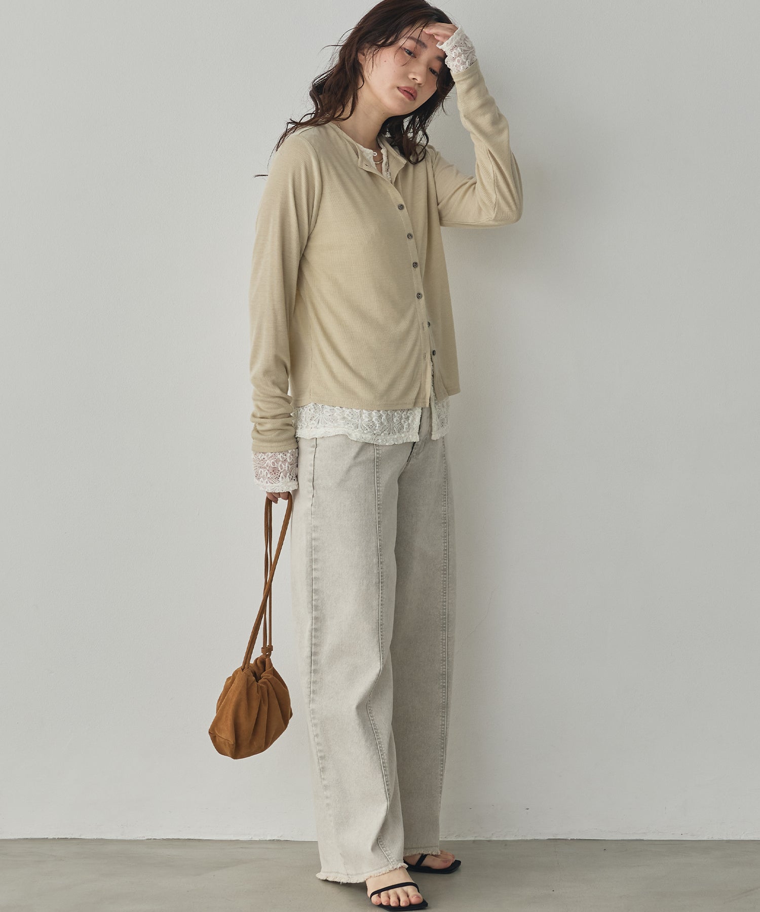 LACE-LAYERED CARDIGAN