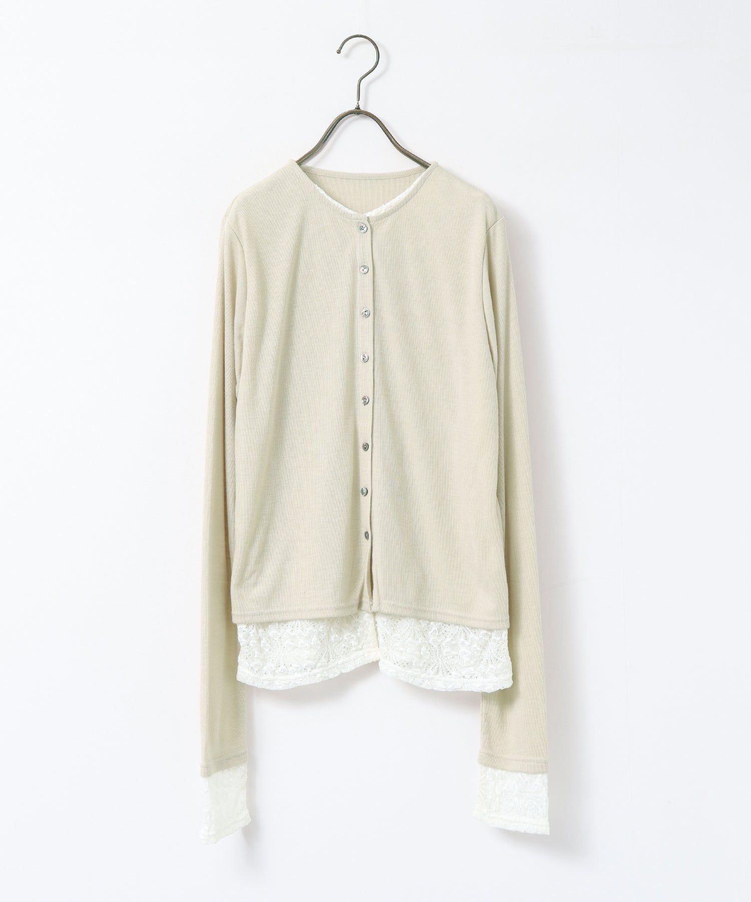 LACE-LAYERED CARDIGAN