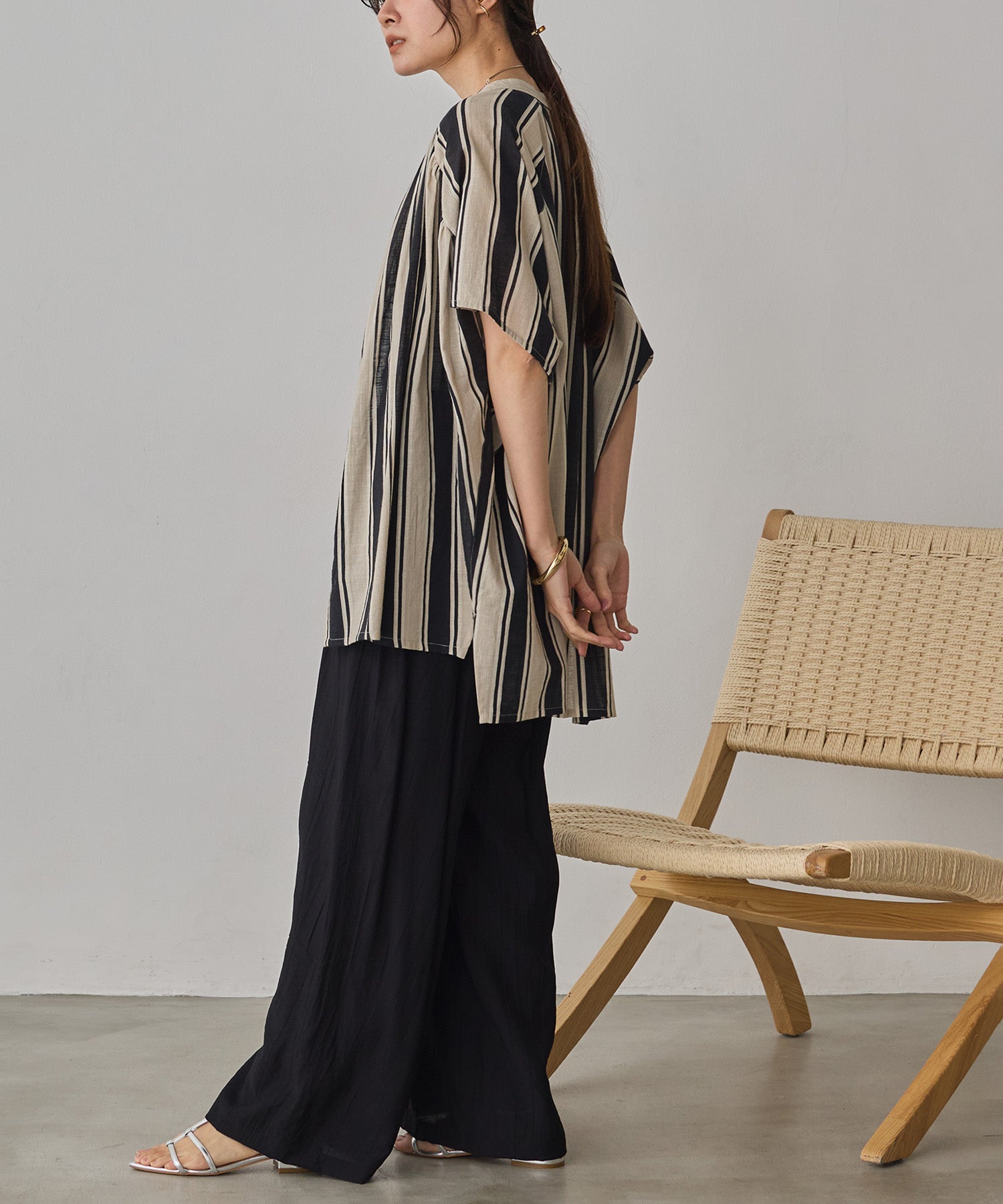 COTTON SLUB STRIPED BLOUSE