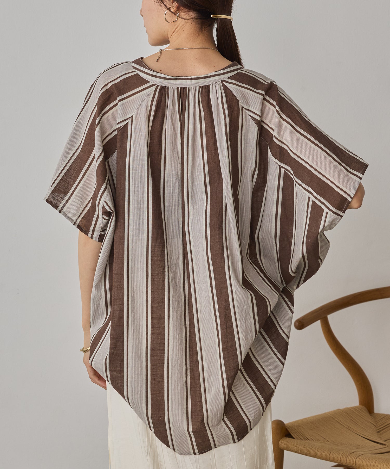 COTTON SLUB STRIPED BLOUSE