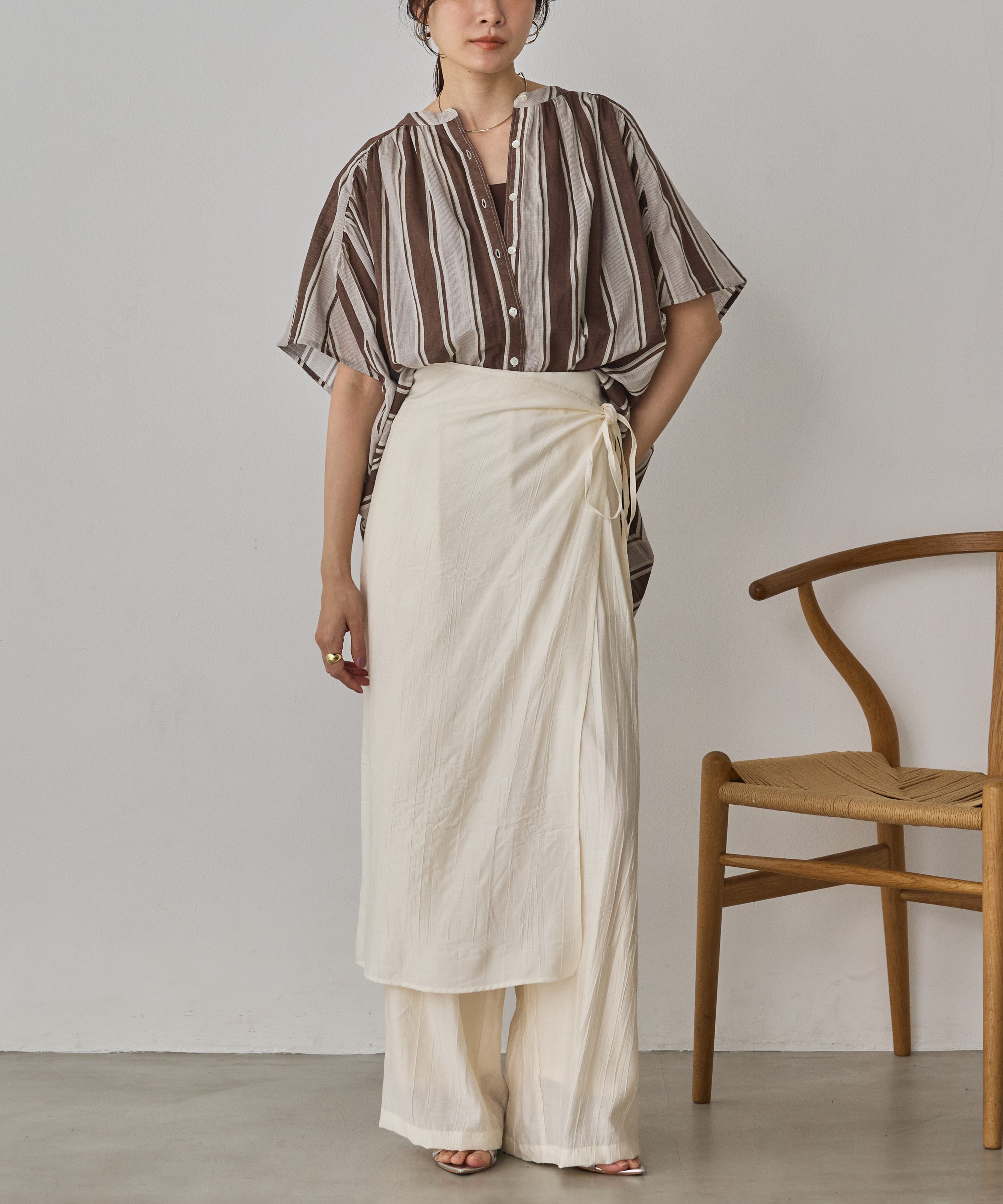 COTTON SLUB STRIPED BLOUSE