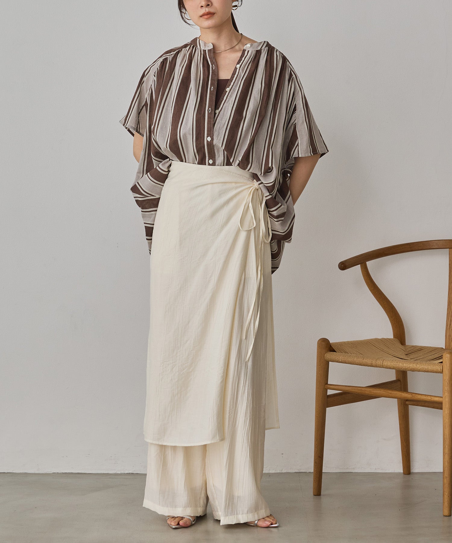 COTTON SLUB STRIPED BLOUSE