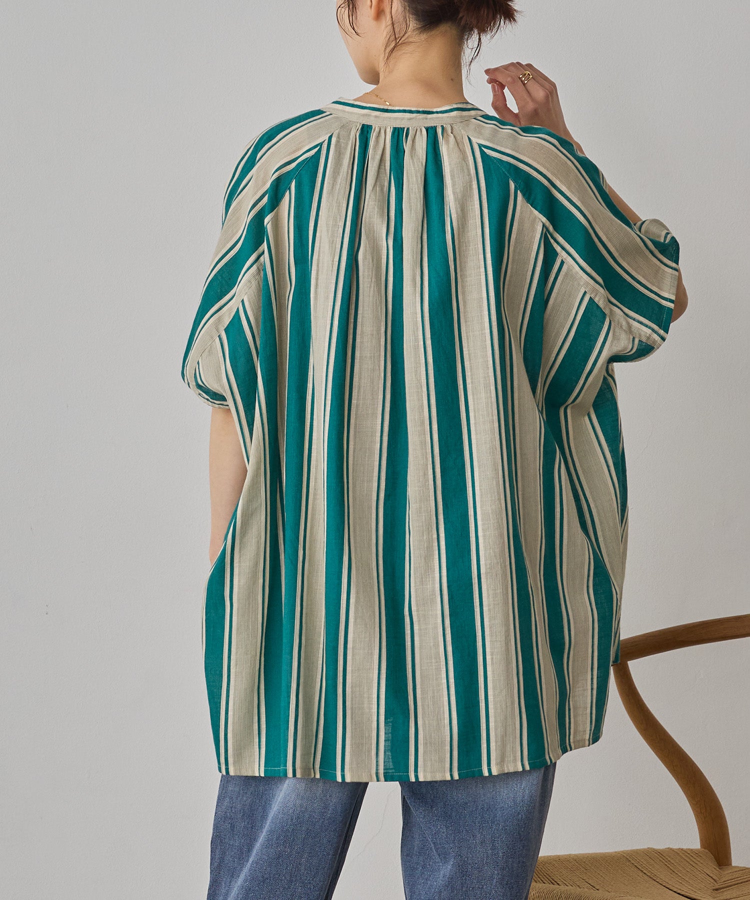COTTON SLUB STRIPED BLOUSE