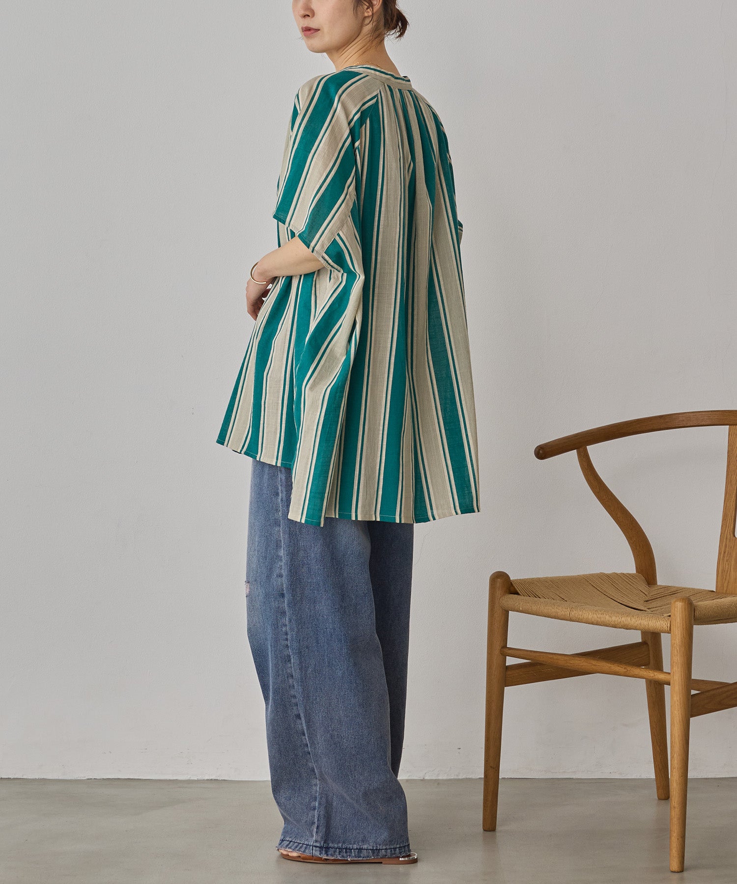 COTTON SLUB STRIPED BLOUSE