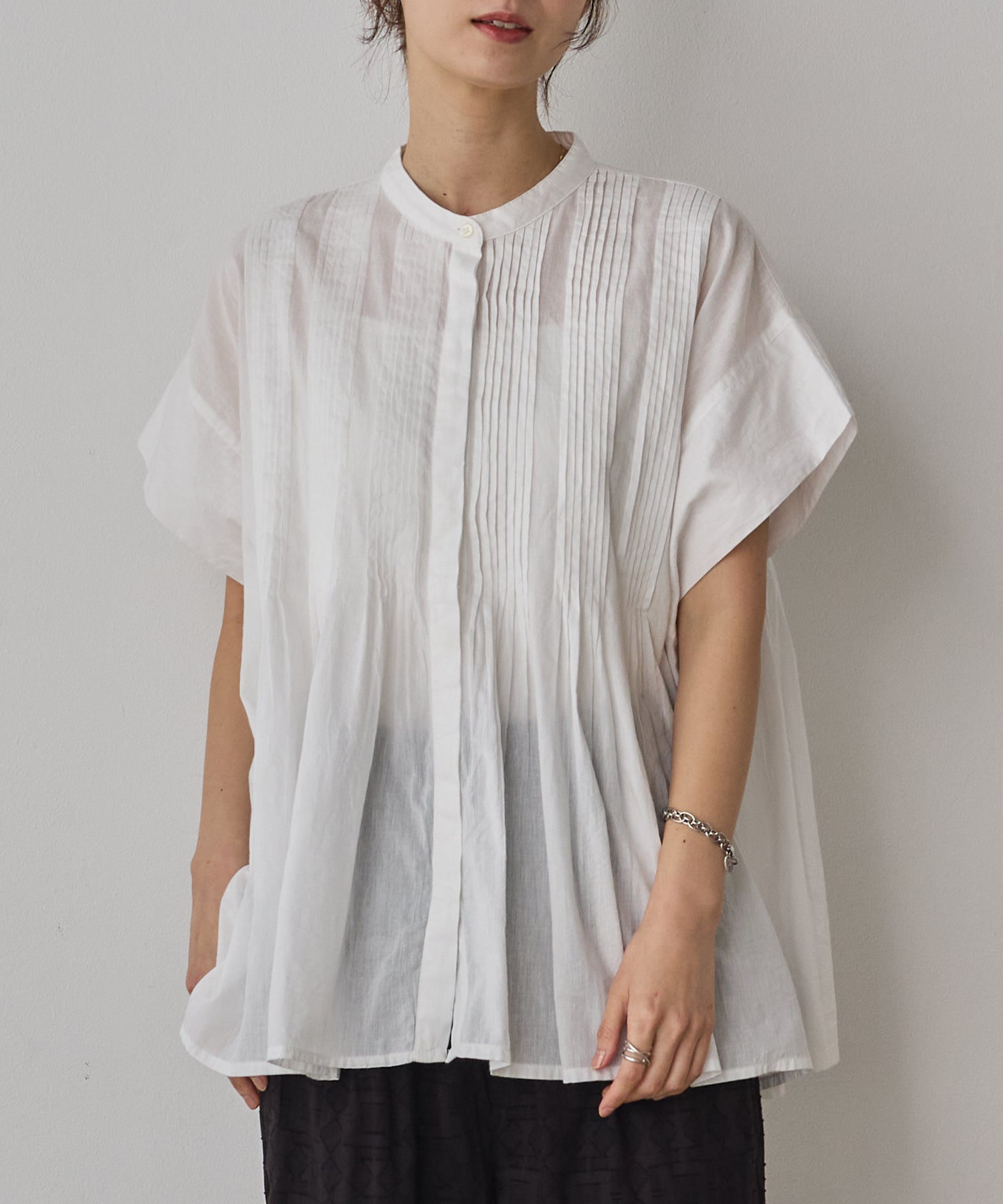COTTON VOILE PINSTRIPE BLOUSE