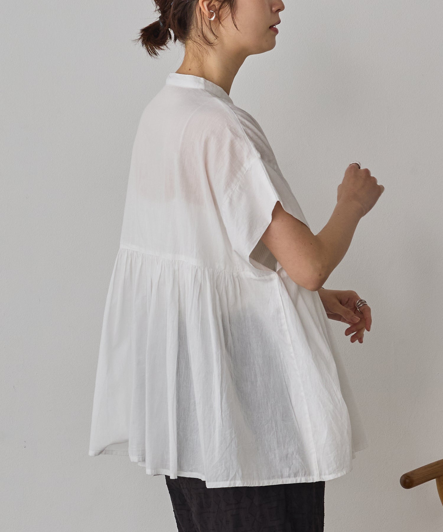 COTTON VOILE PINSTRIPE BLOUSE