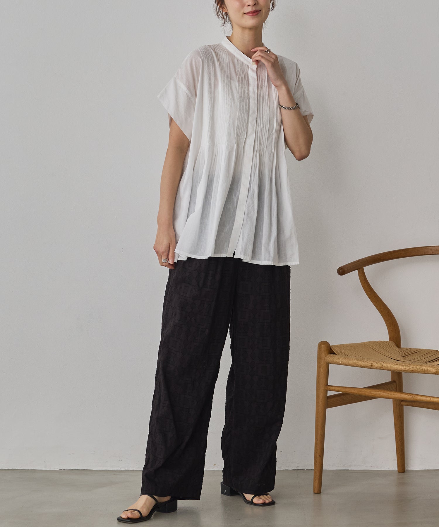 COTTON VOILE PINSTRIPE BLOUSE