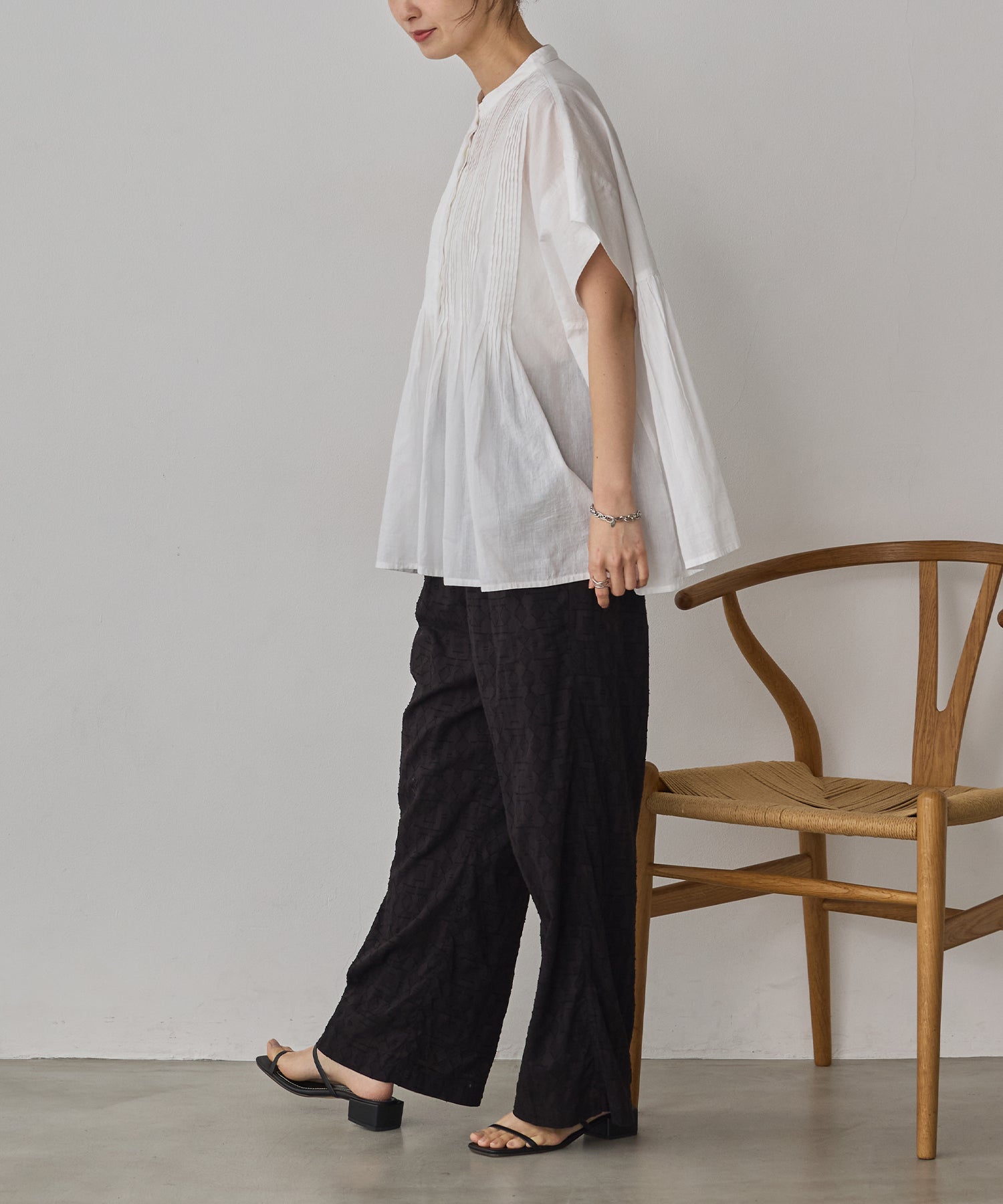 COTTON VOILE PINSTRIPE BLOUSE