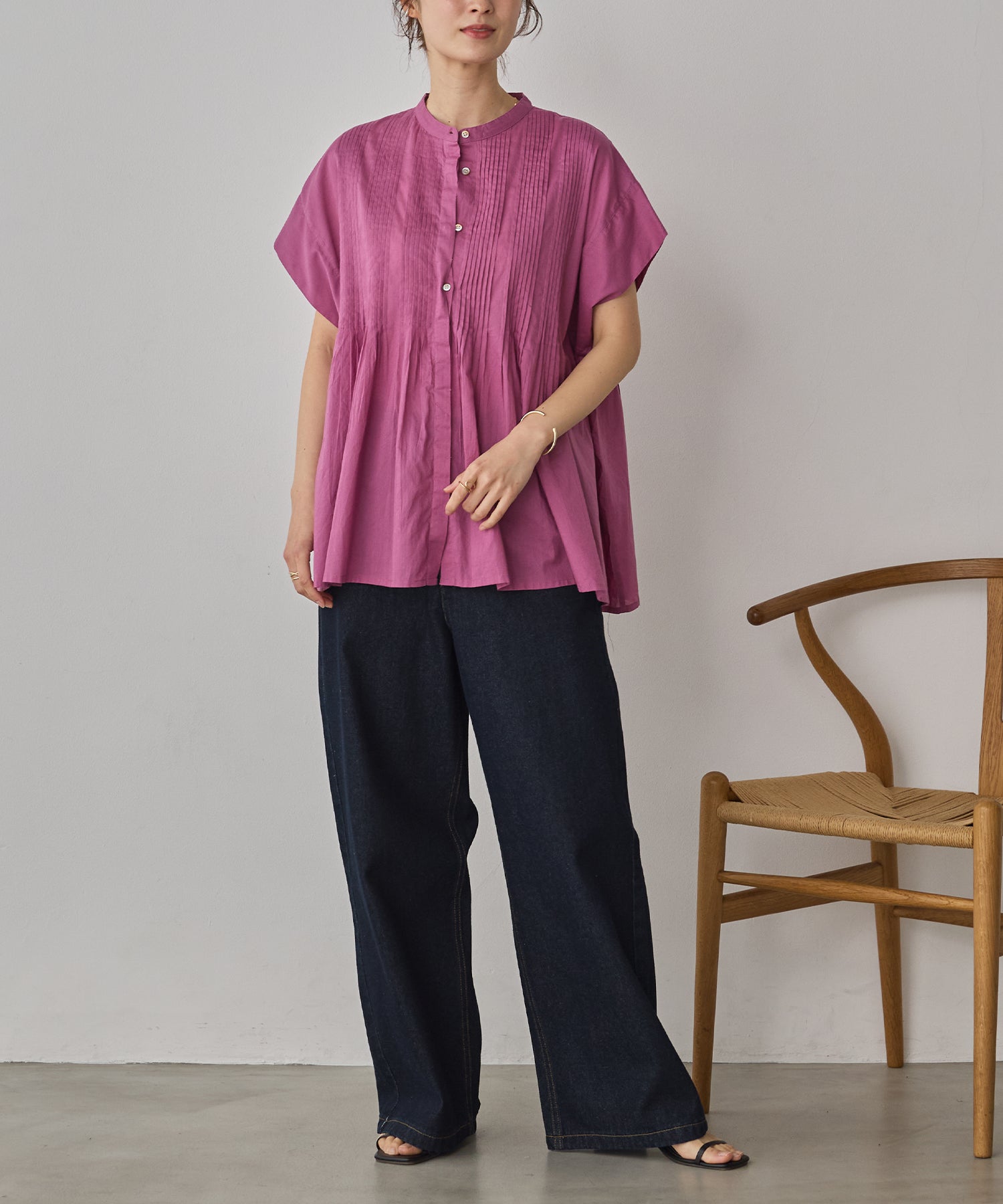 COTTON VOILE PINSTRIPE BLOUSE