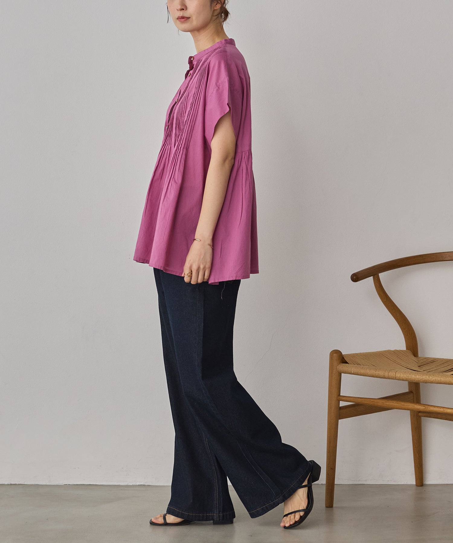 COTTON VOILE PINSTRIPE BLOUSE