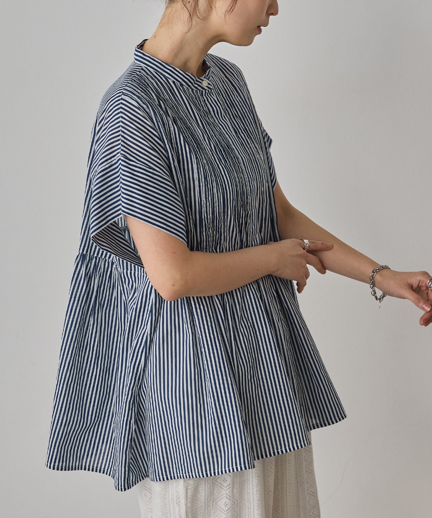 COTTON VOILE PINSTRIPE BLOUSE