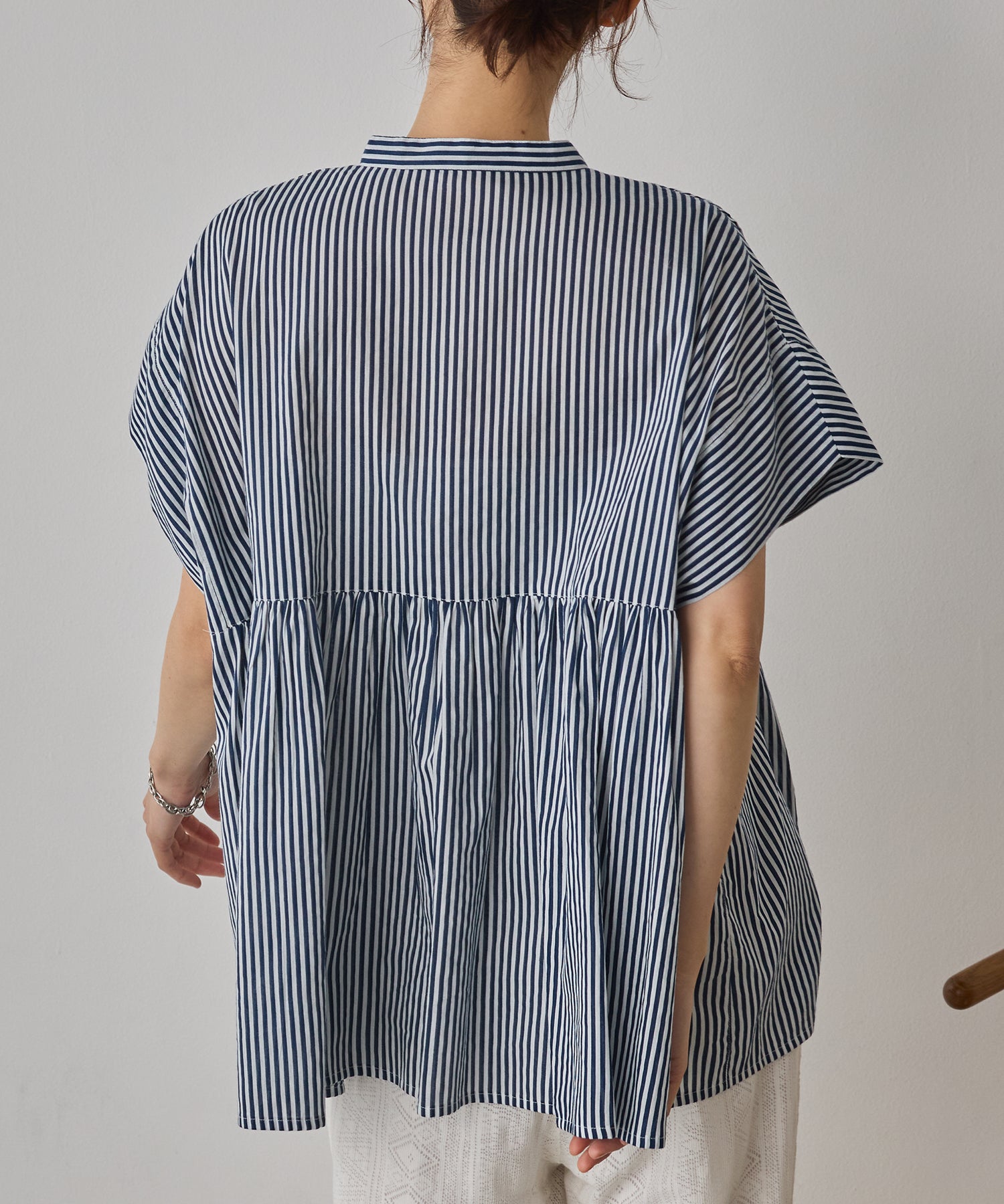 COTTON VOILE PINSTRIPE BLOUSE