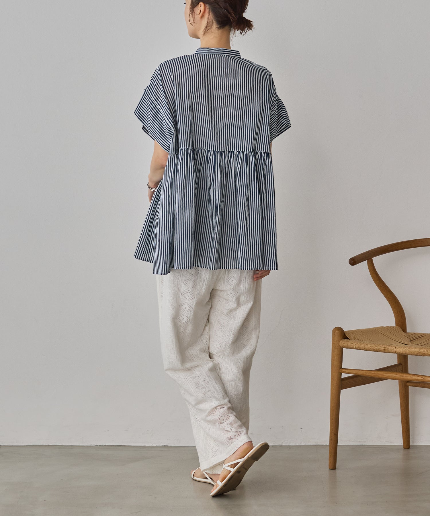 COTTON VOILE PINSTRIPE BLOUSE