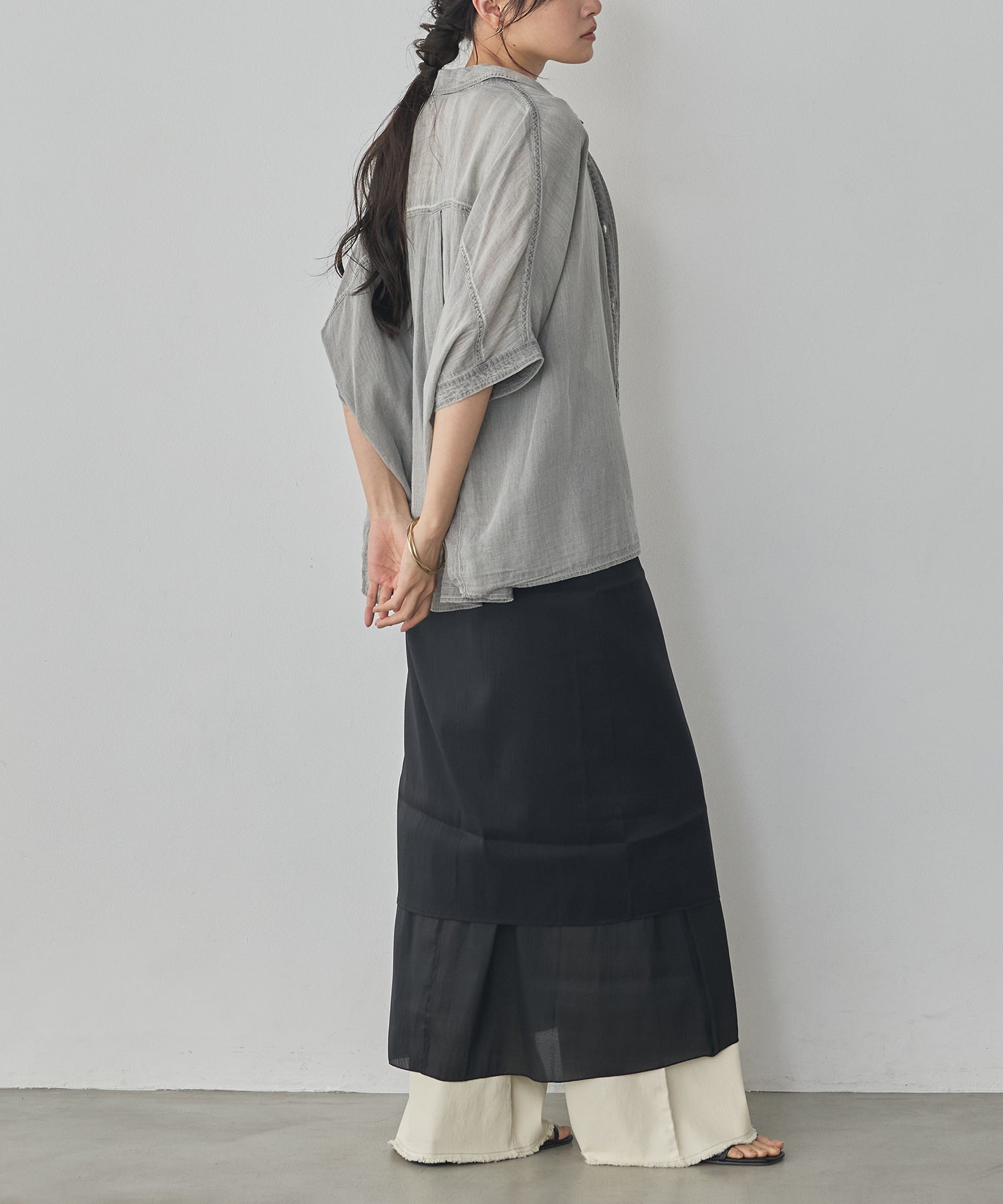 [PRE-ORDER]SHEER DENIM SHORT-SLEEVE SHIRT