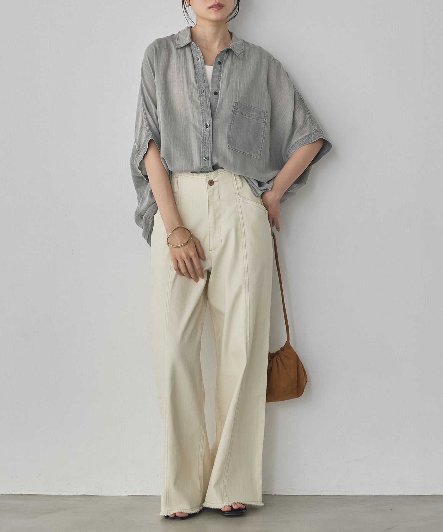 [PRE-ORDER]SHEER DENIM SHORT-SLEEVE SHIRT