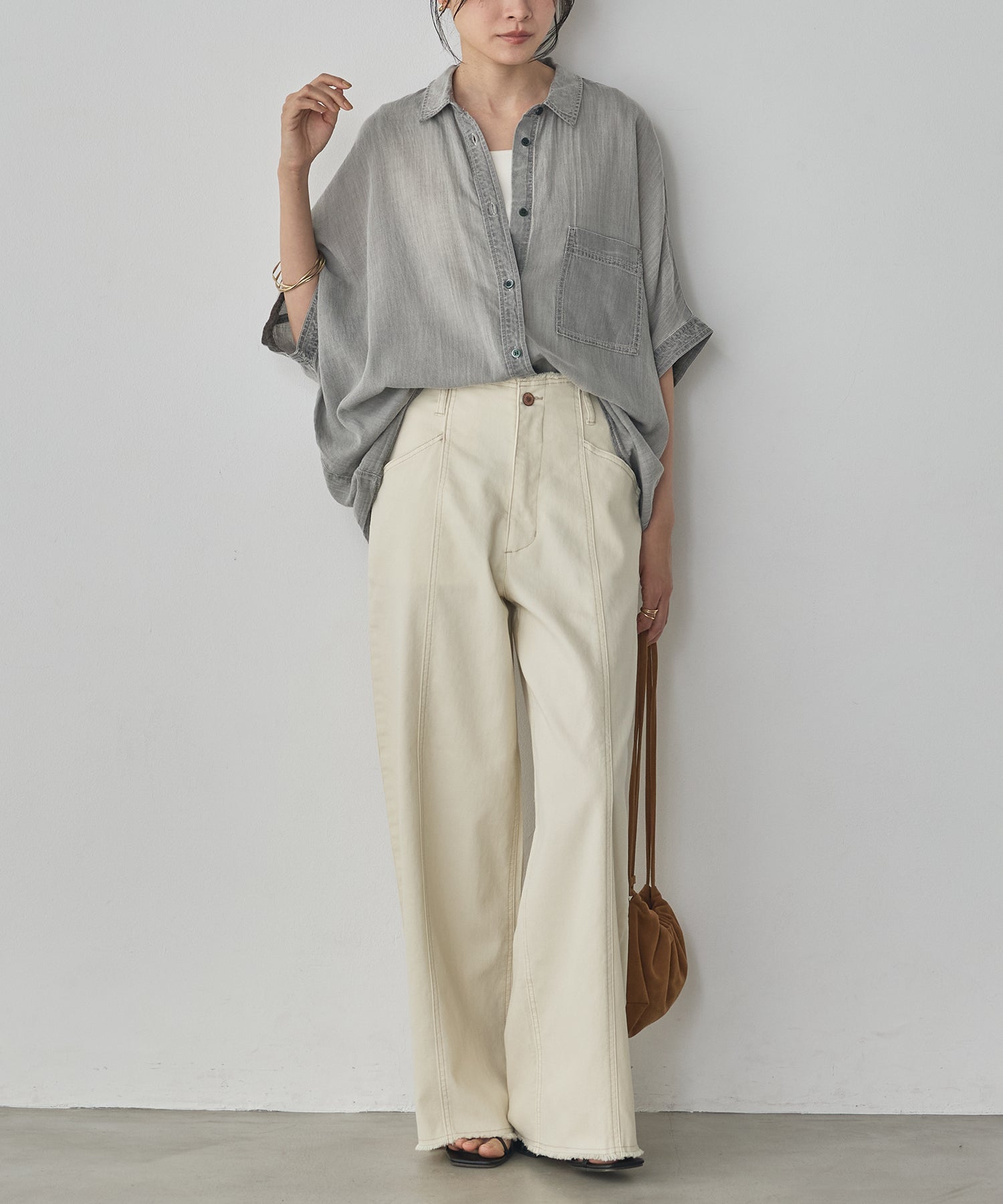 [PRE-ORDER]SHEER DENIM SHORT-SLEEVE SHIRT