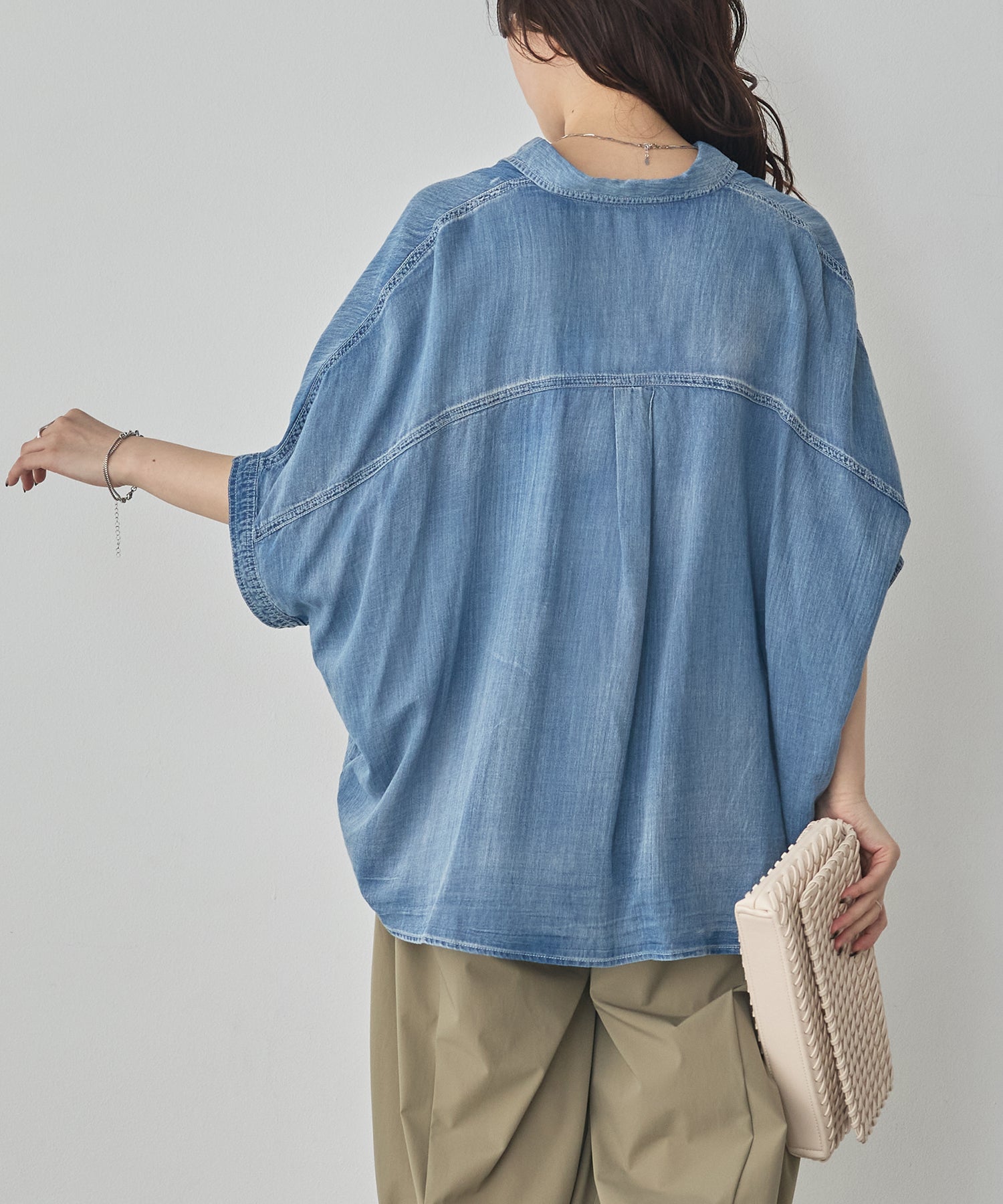 [PRE-ORDER]SHEER DENIM SHORT-SLEEVE SHIRT