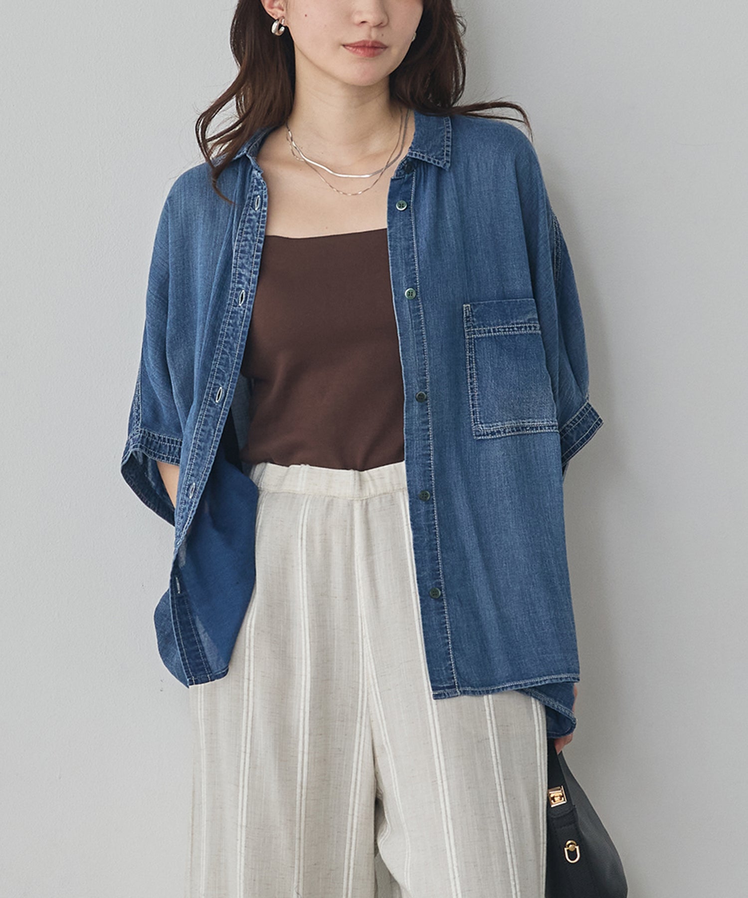 [PRE-ORDER]SHEER DENIM SHORT-SLEEVE SHIRT