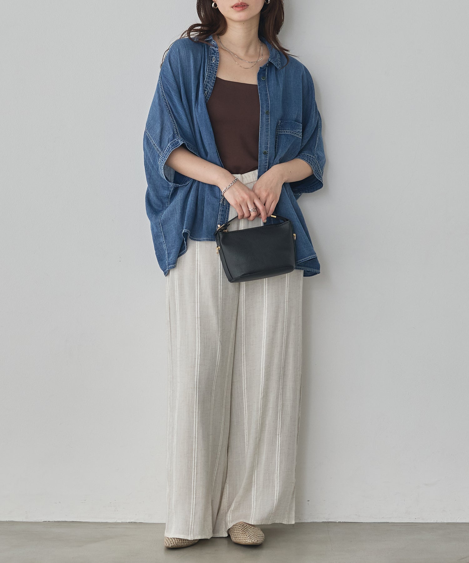 [PRE-ORDER]SHEER DENIM SHORT-SLEEVE SHIRT