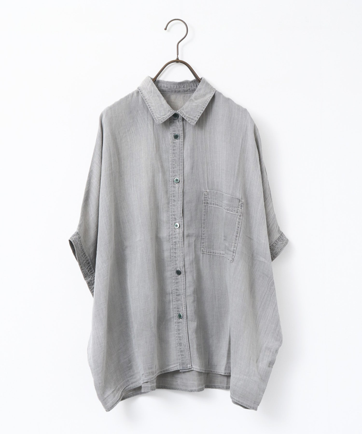 [PRE-ORDER]SHEER DENIM SHORT-SLEEVE SHIRT