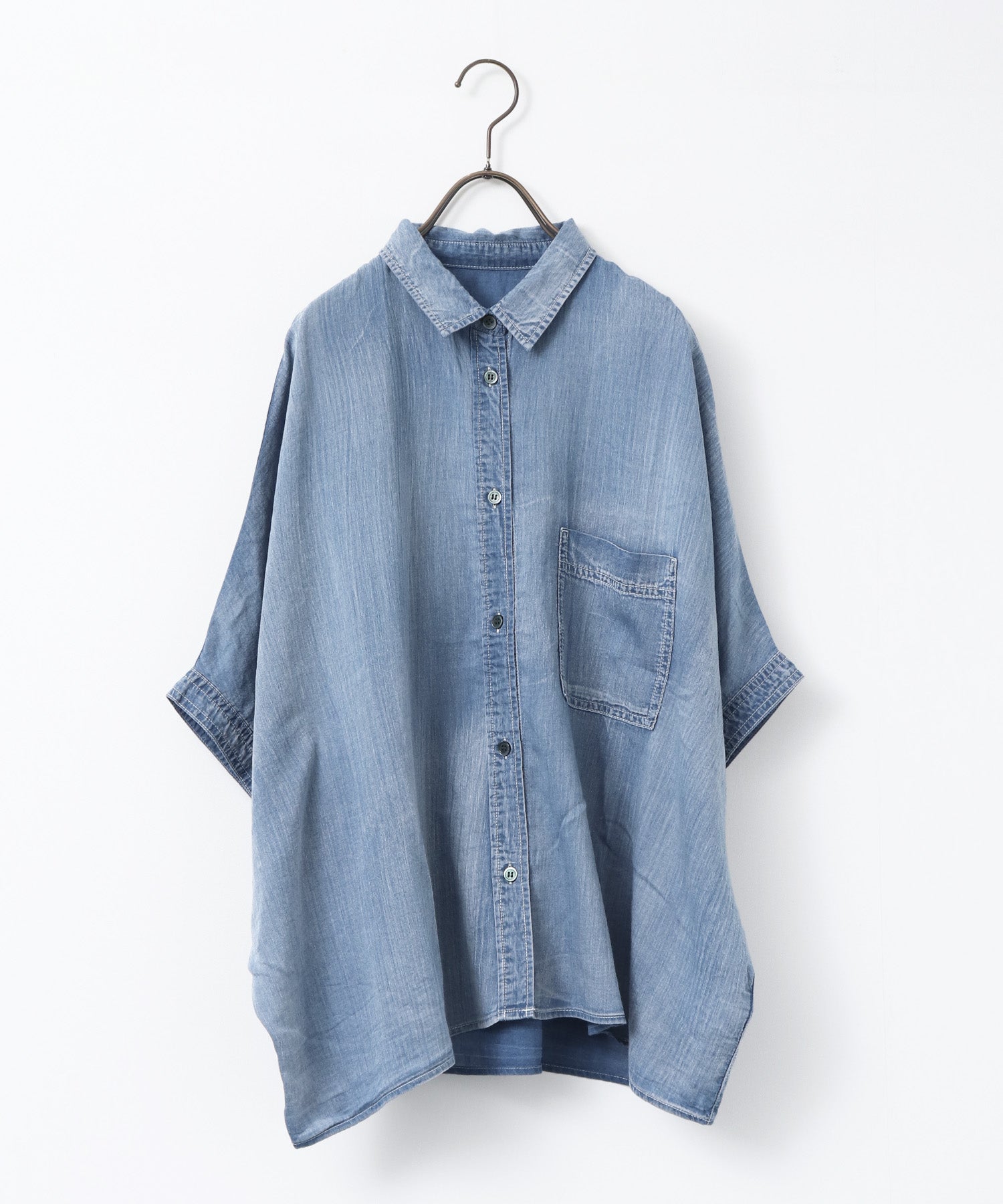 [PRE-ORDER]SHEER DENIM SHORT-SLEEVE SHIRT