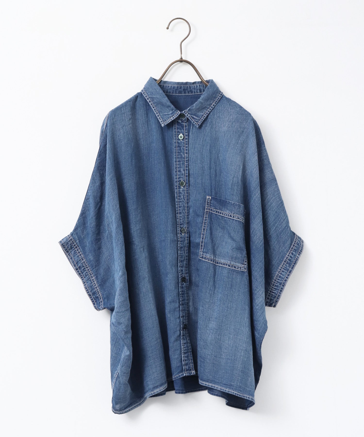 [PRE-ORDER]SHEER DENIM SHORT-SLEEVE SHIRT