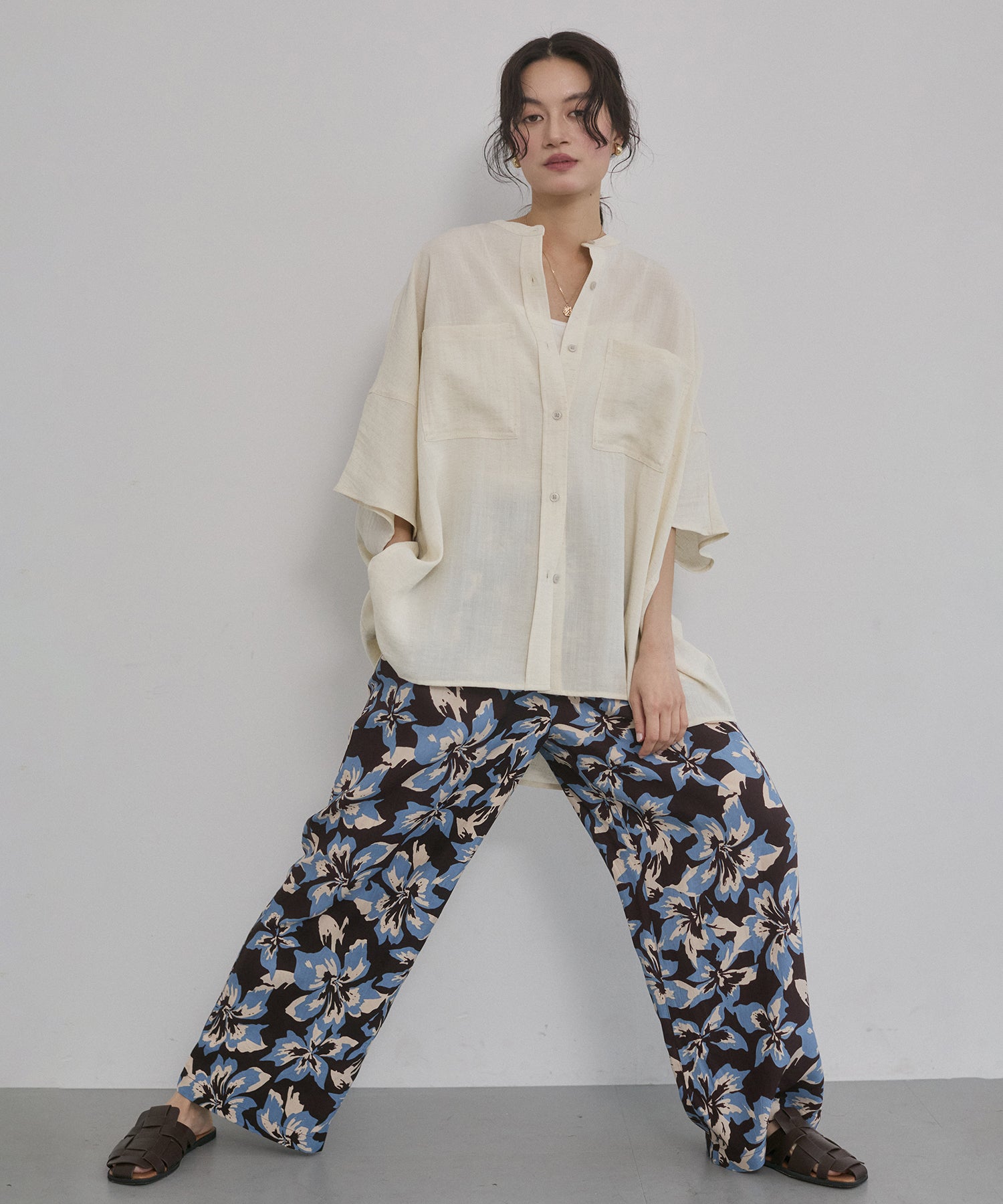 LINEN-RAYON DOLMAN OVERSHIRT