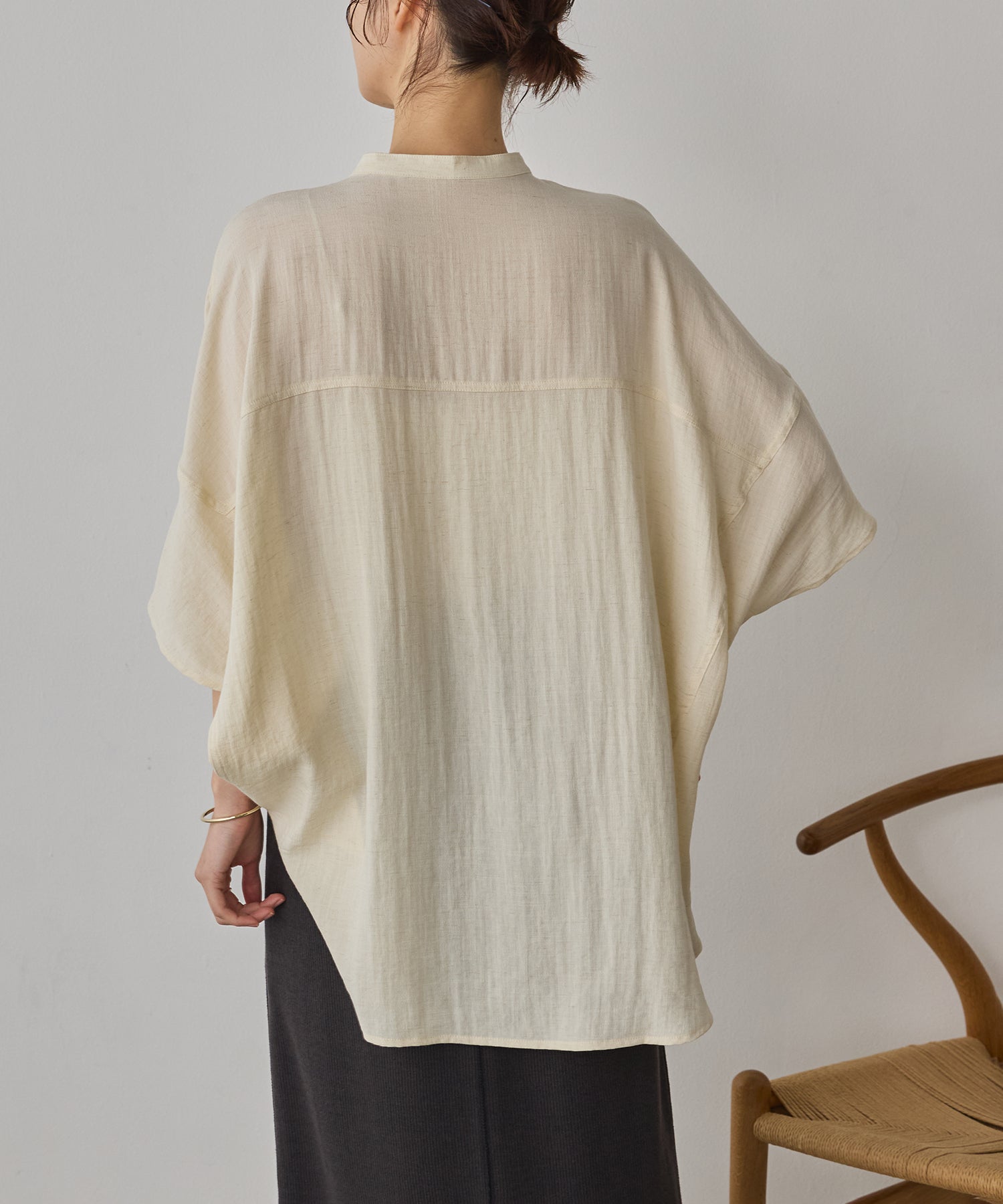 LINEN-RAYON DOLMAN OVERSHIRT