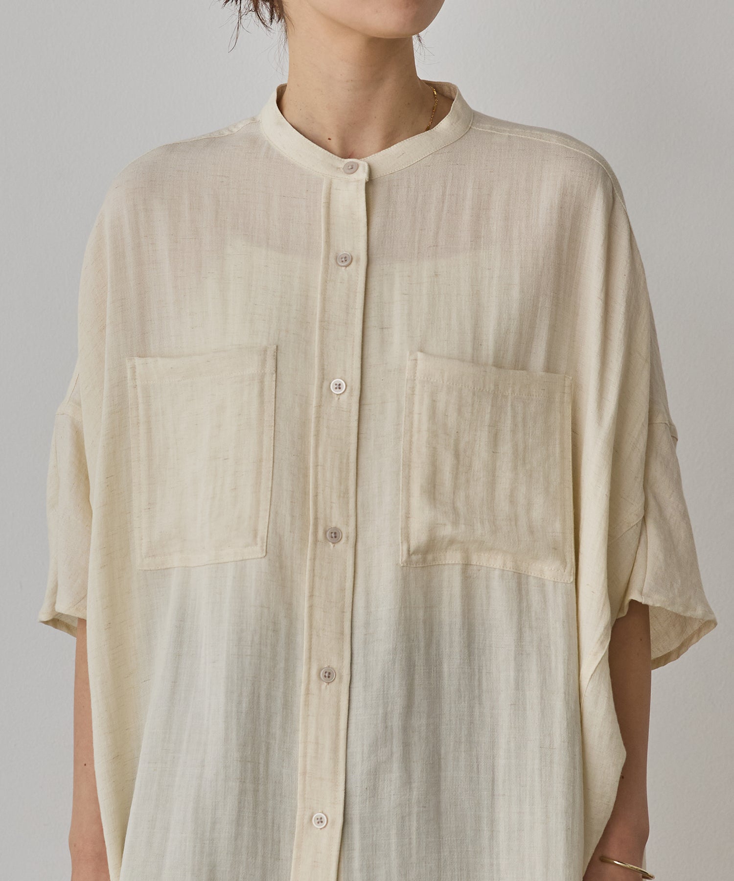 LINEN-RAYON DOLMAN OVERSHIRT